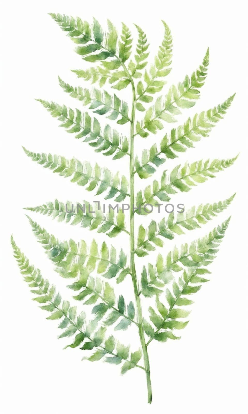 watercolor drawing of fern leaf on white background by Andre1ns