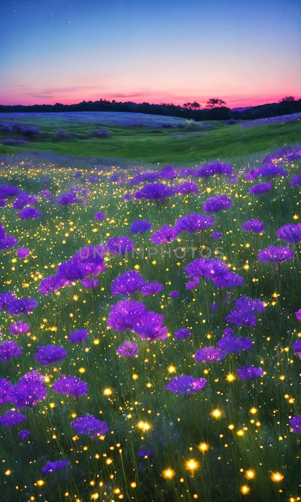 Stardust Meadow. At twilight, a meadow blooms with luminescent flowers. Each petal holds stardust, and as night falls, they release their magic. The otherworldly glow and the promise of wishes granted.