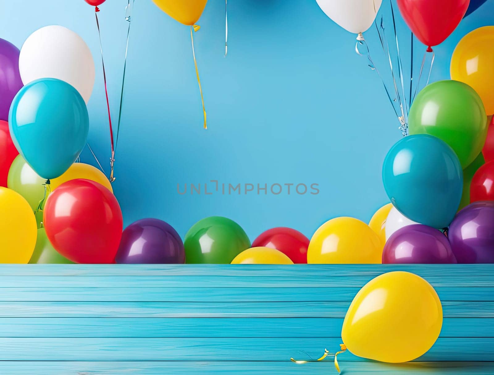 Beautiful birthday or Christmas background with balloons and gifts on the side with space for text