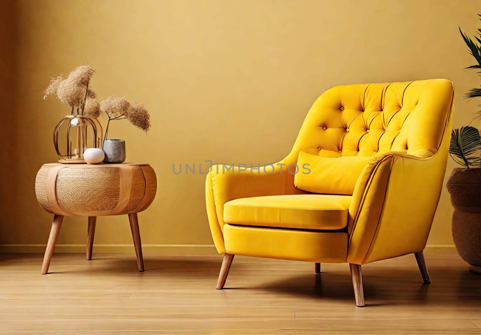 elegant bright armchair in a minimalist interior