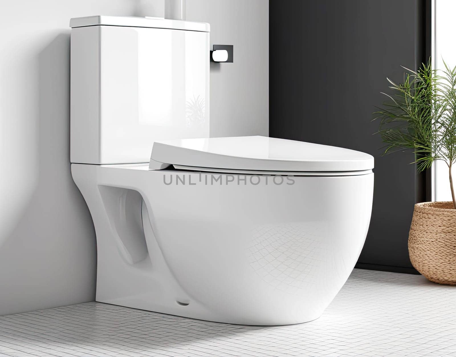 modern bathroom interior with sleek toilet bowl