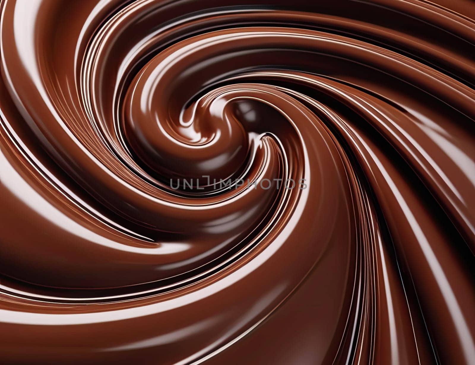 Close up of sweet chocolate melting. closeup chocolate swirl