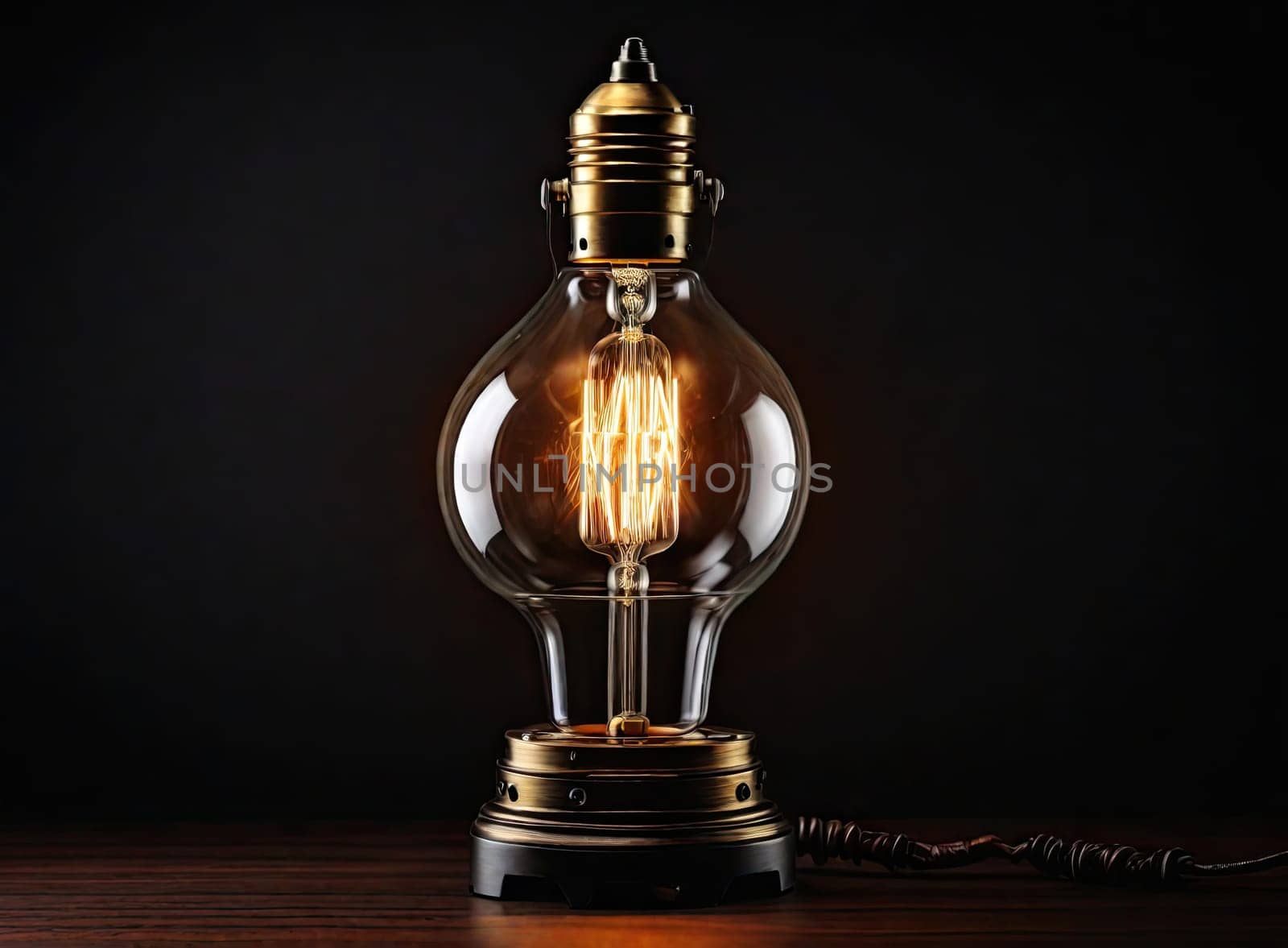 Old fashioned vintage lamp on dark background