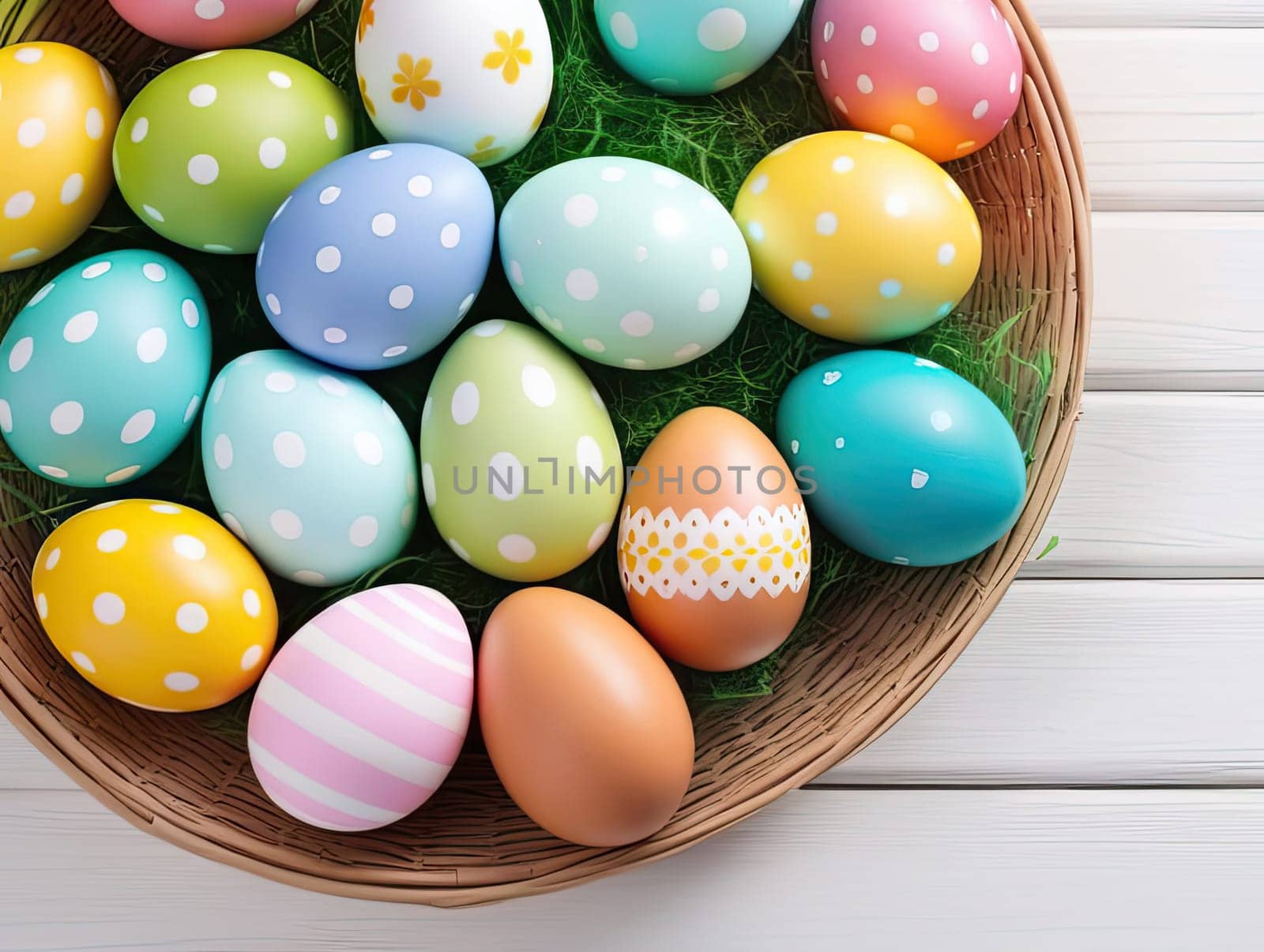 Colorful Easter Eggs. Spring decoration background.