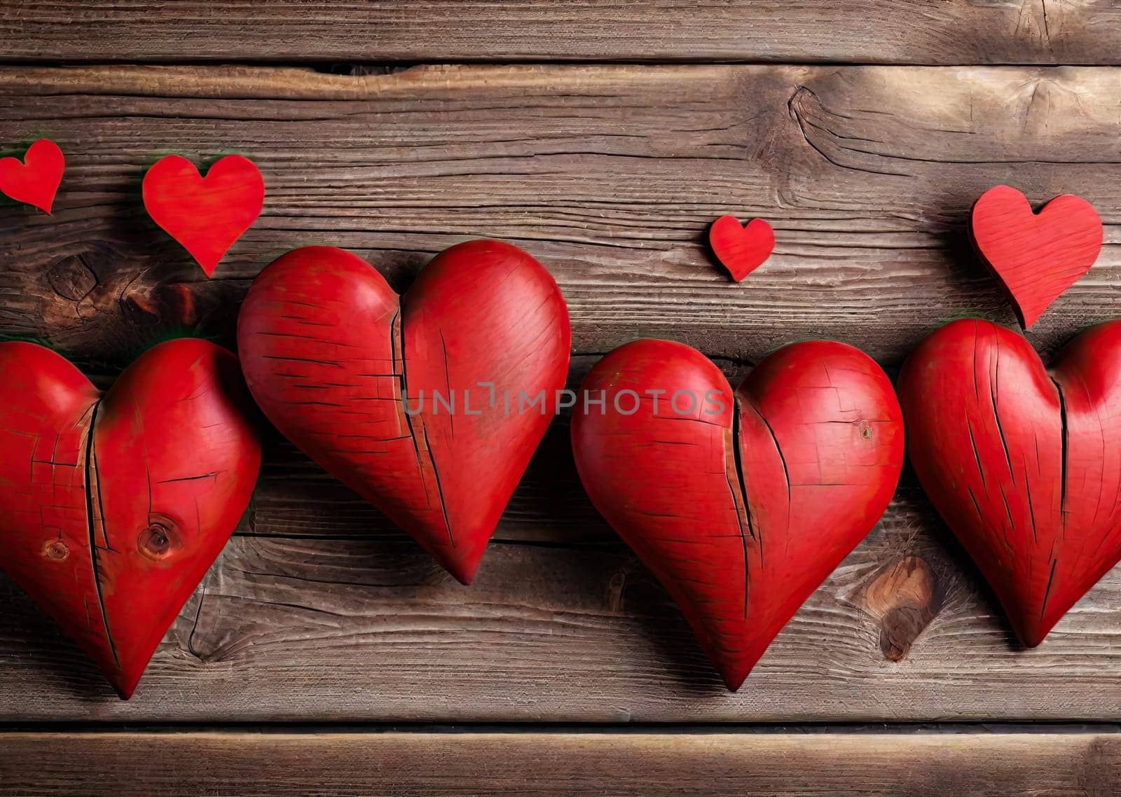 Red wooden hearts  by Ladouski