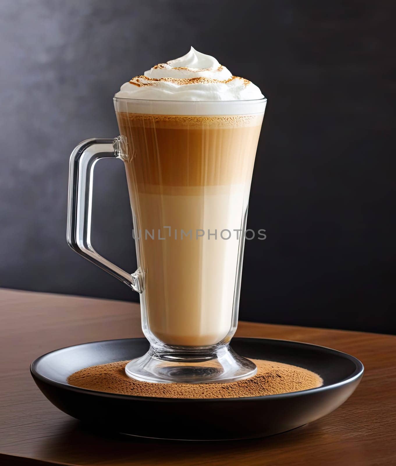 delicious coffee with foam for breakfast in a glass