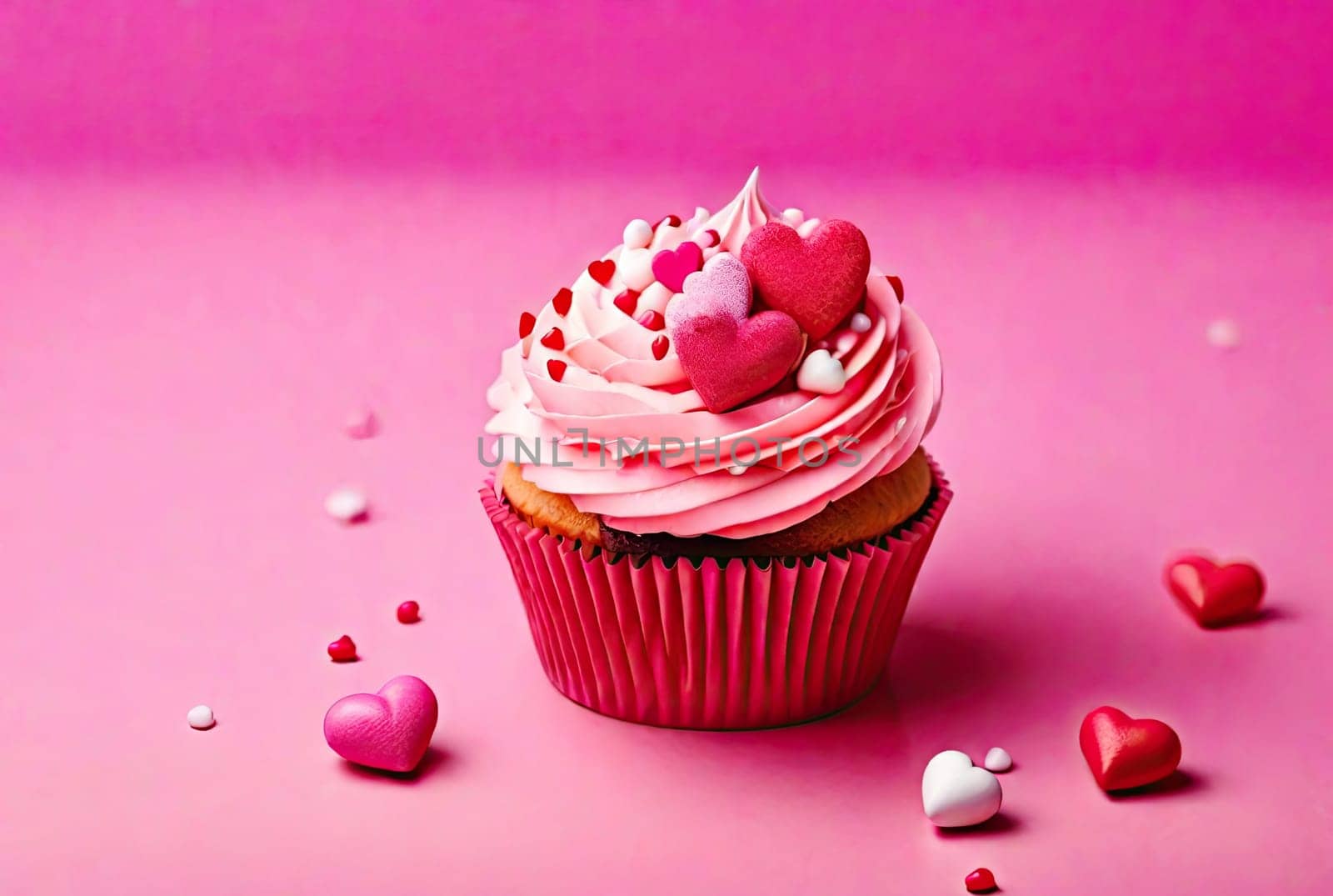 Valentine's day greeting card with delicious sweet cupcake. With space for your text