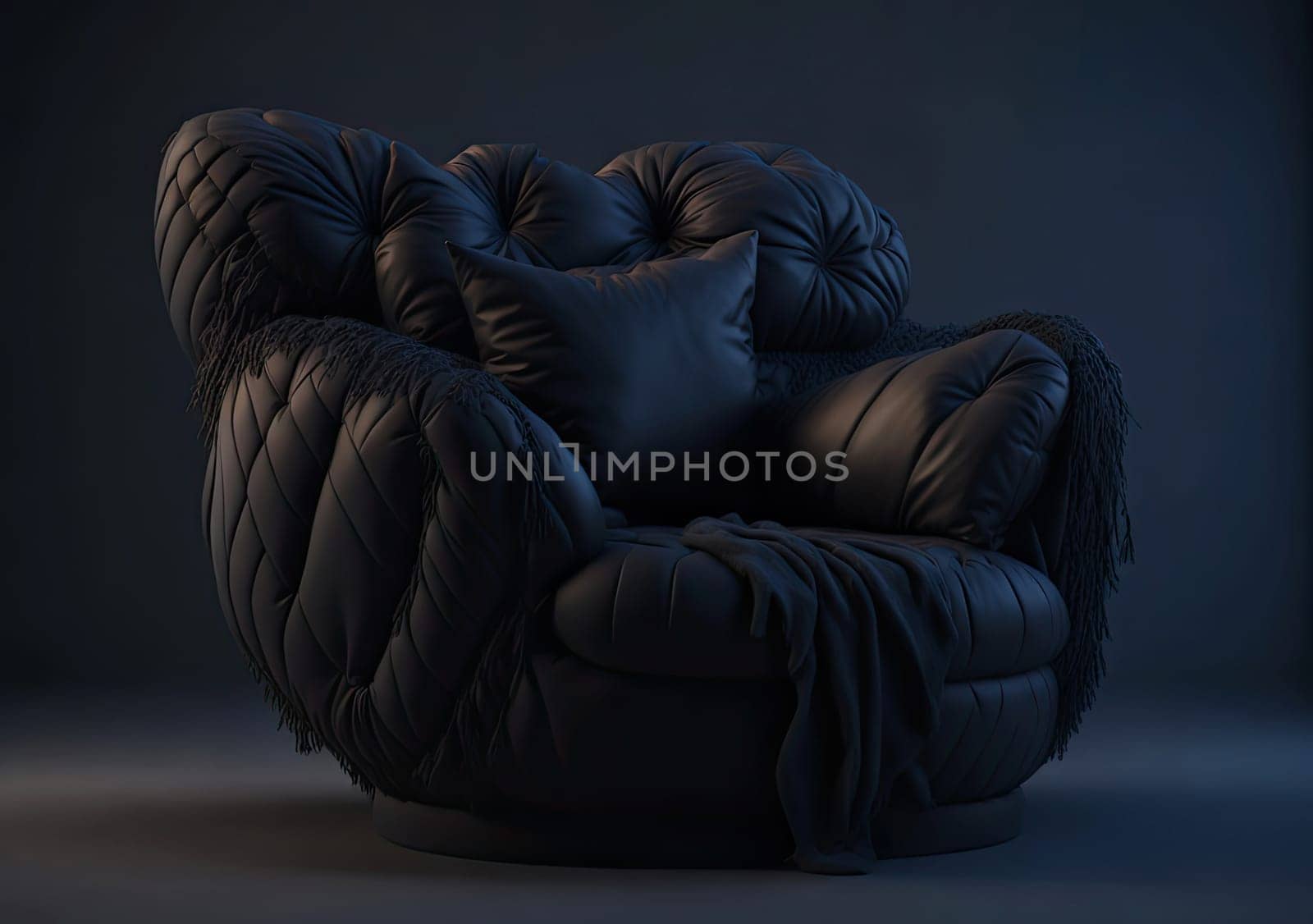 dark trendy armchair. Generative AI by Ladouski