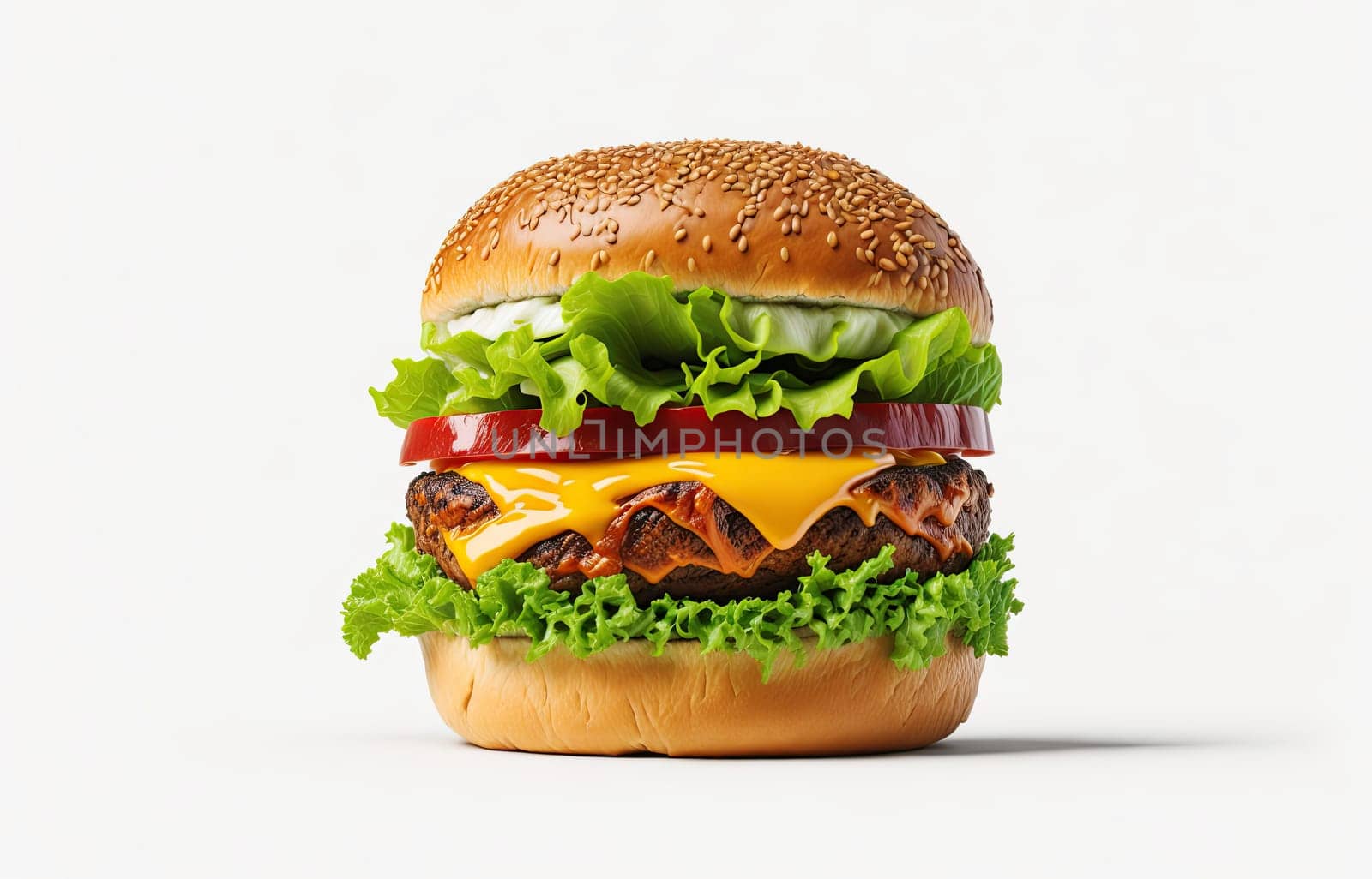 Fast food Burger on a white background. classic cheeseburger 