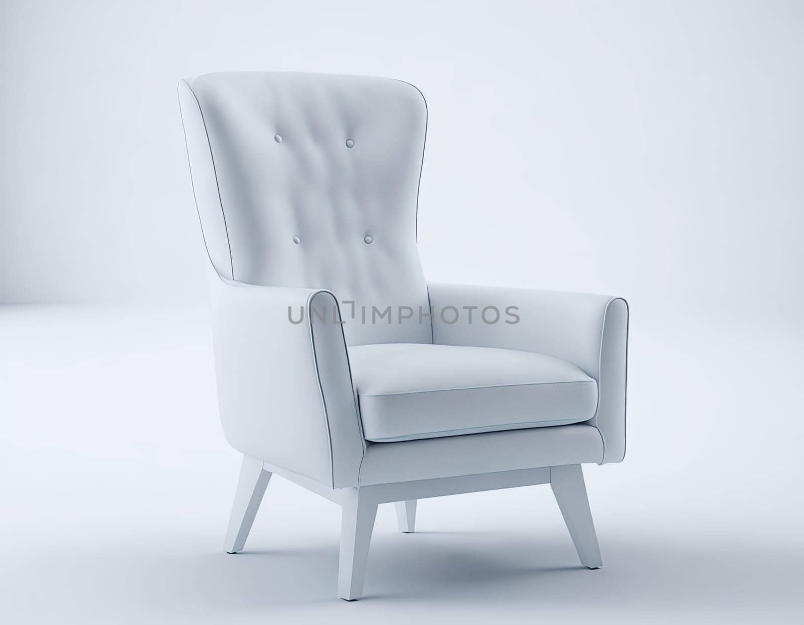  trendy white armchair. comfortable, luxury chair. Generative AI