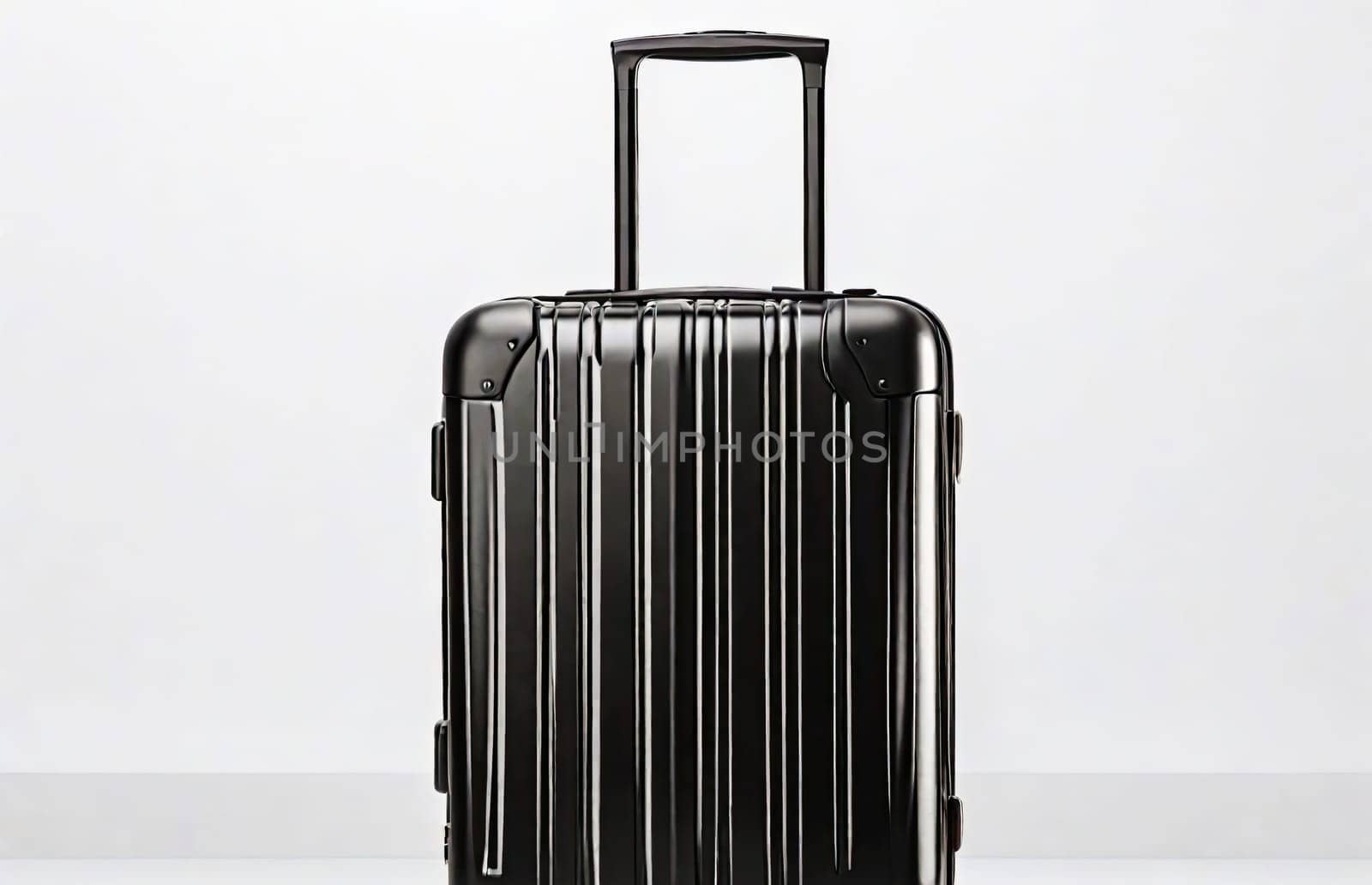 Black travel suitcase or luggage for traveler on white background.