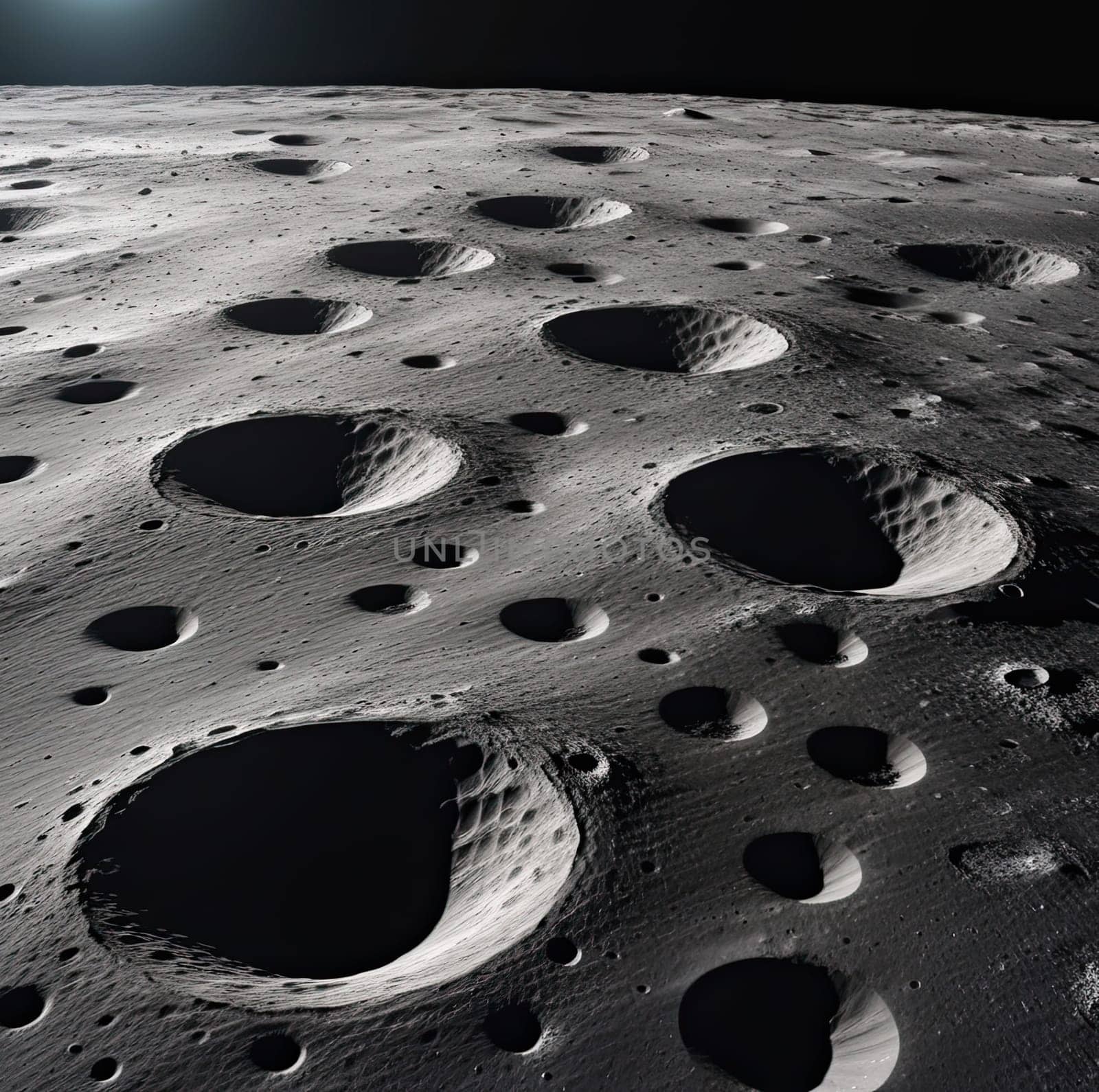 moon's surface in craters by Ladouski