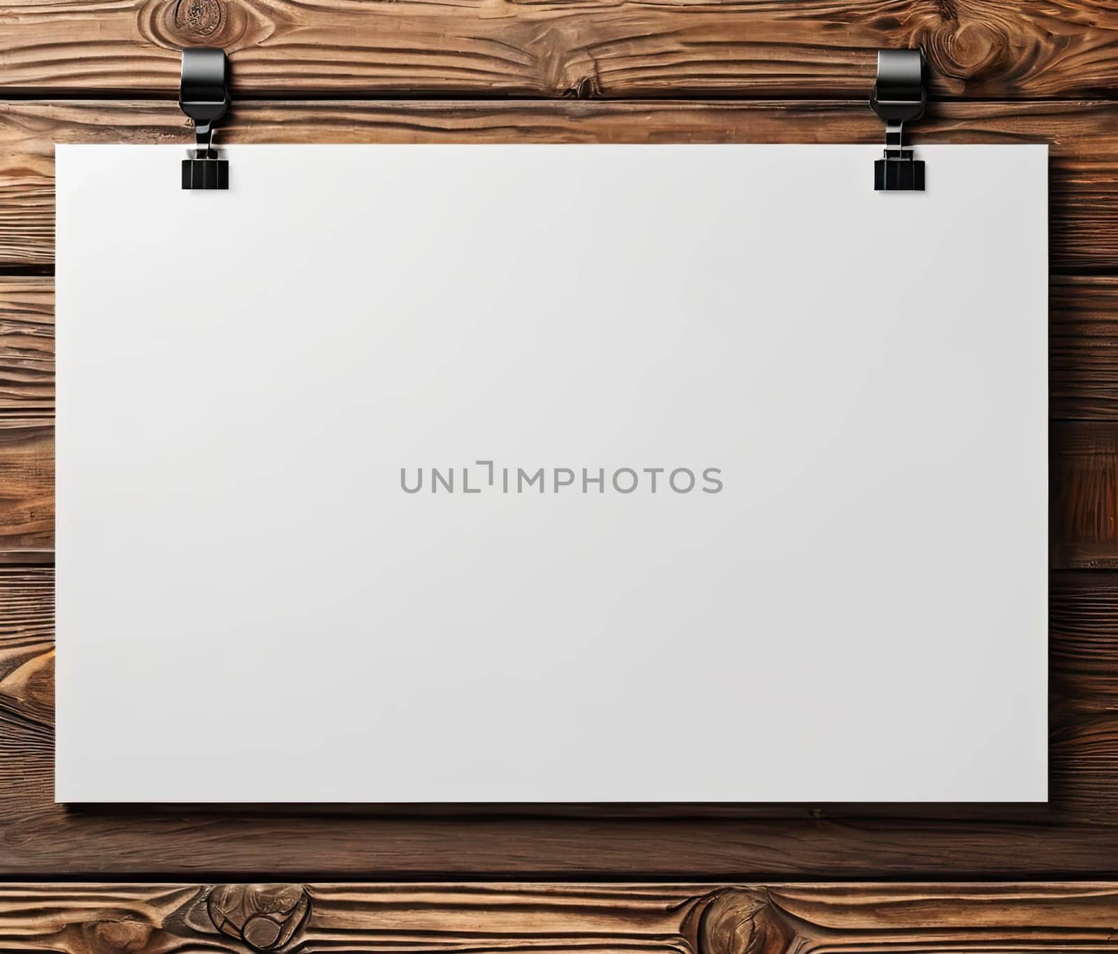 white paper on wooden background for design. banner