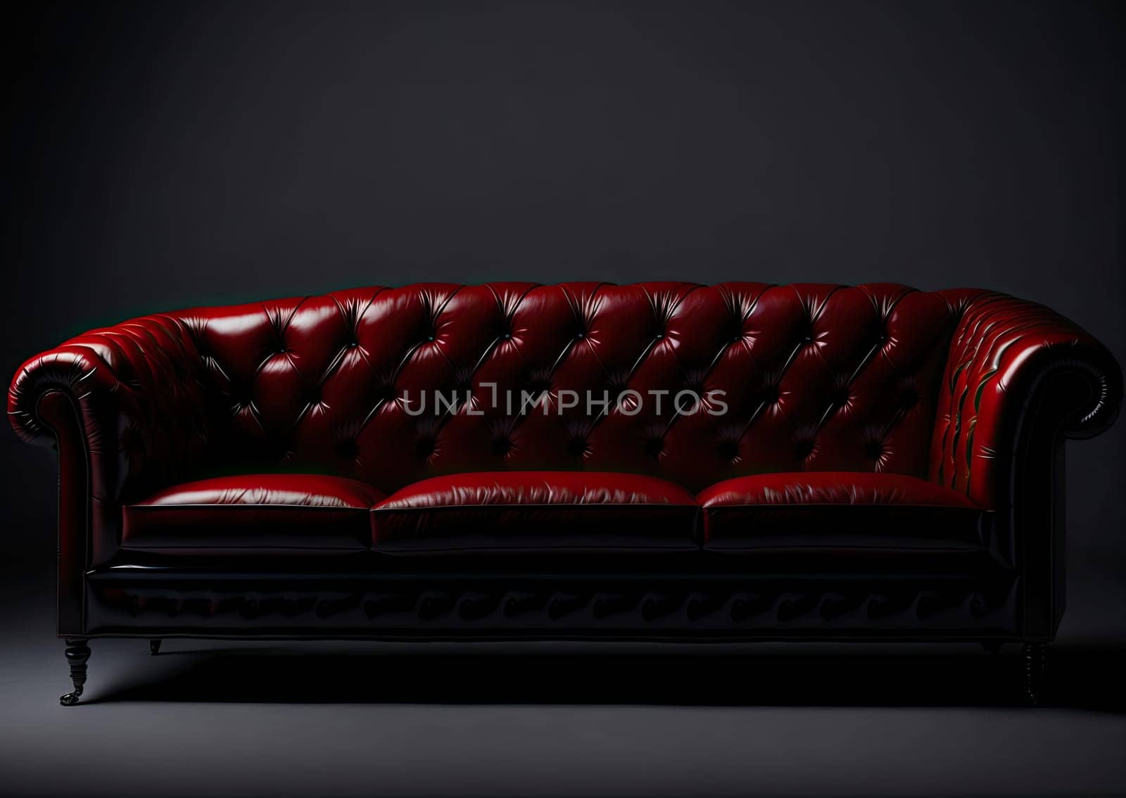 Vintage seat leather sofa on dark background