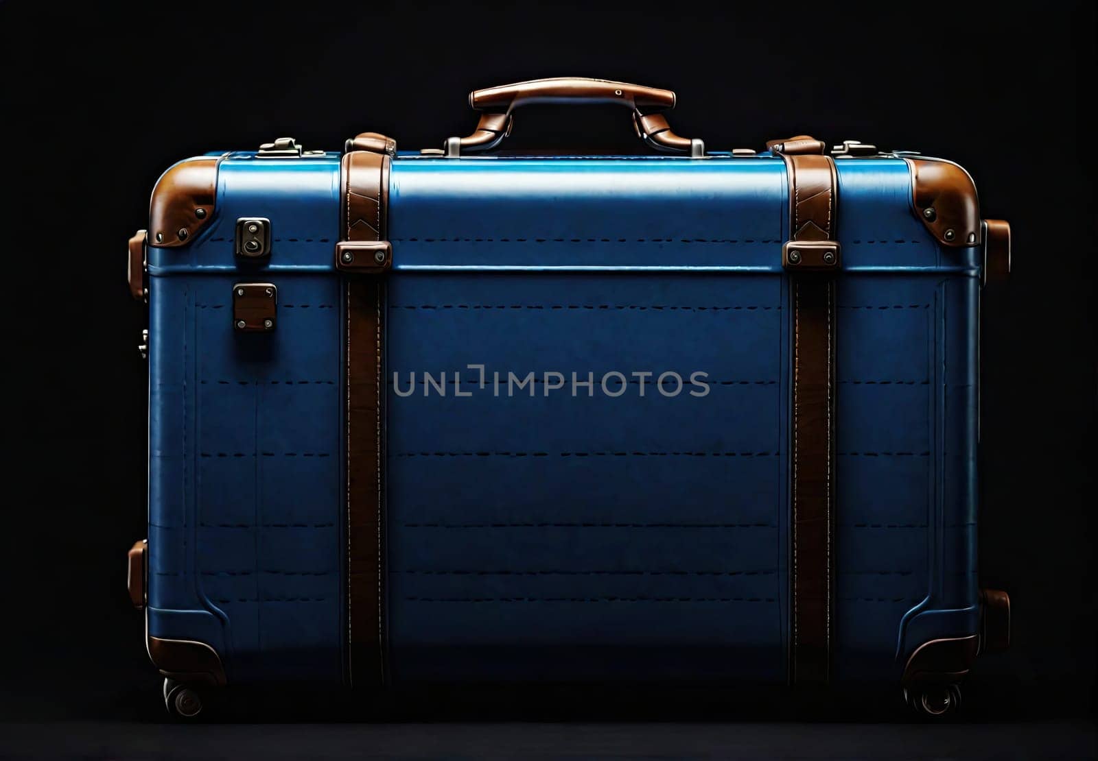 Vintage Travel suitcase on black background