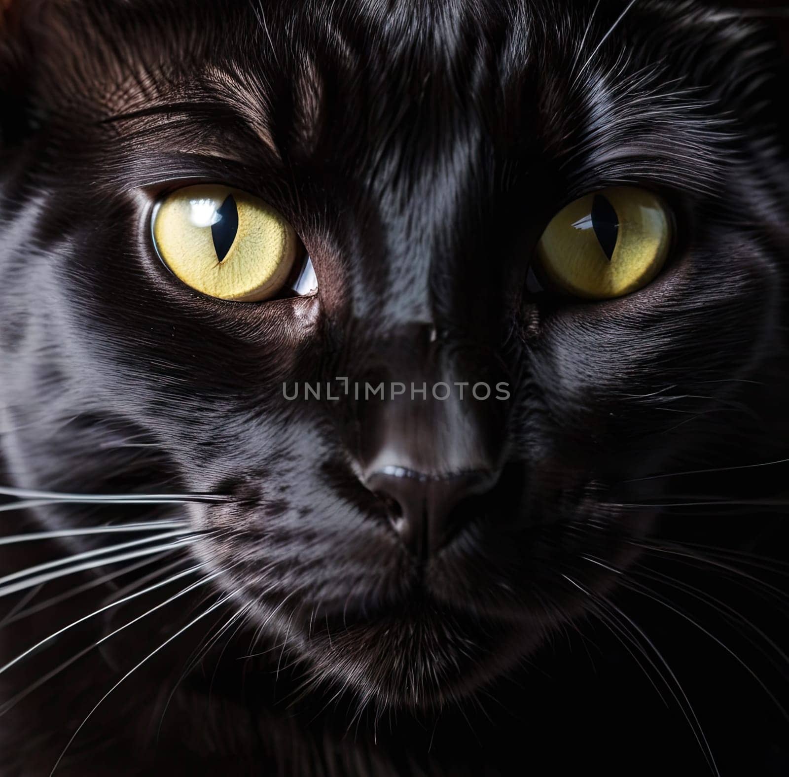  close-up portrait of a mesmerizing black cat  