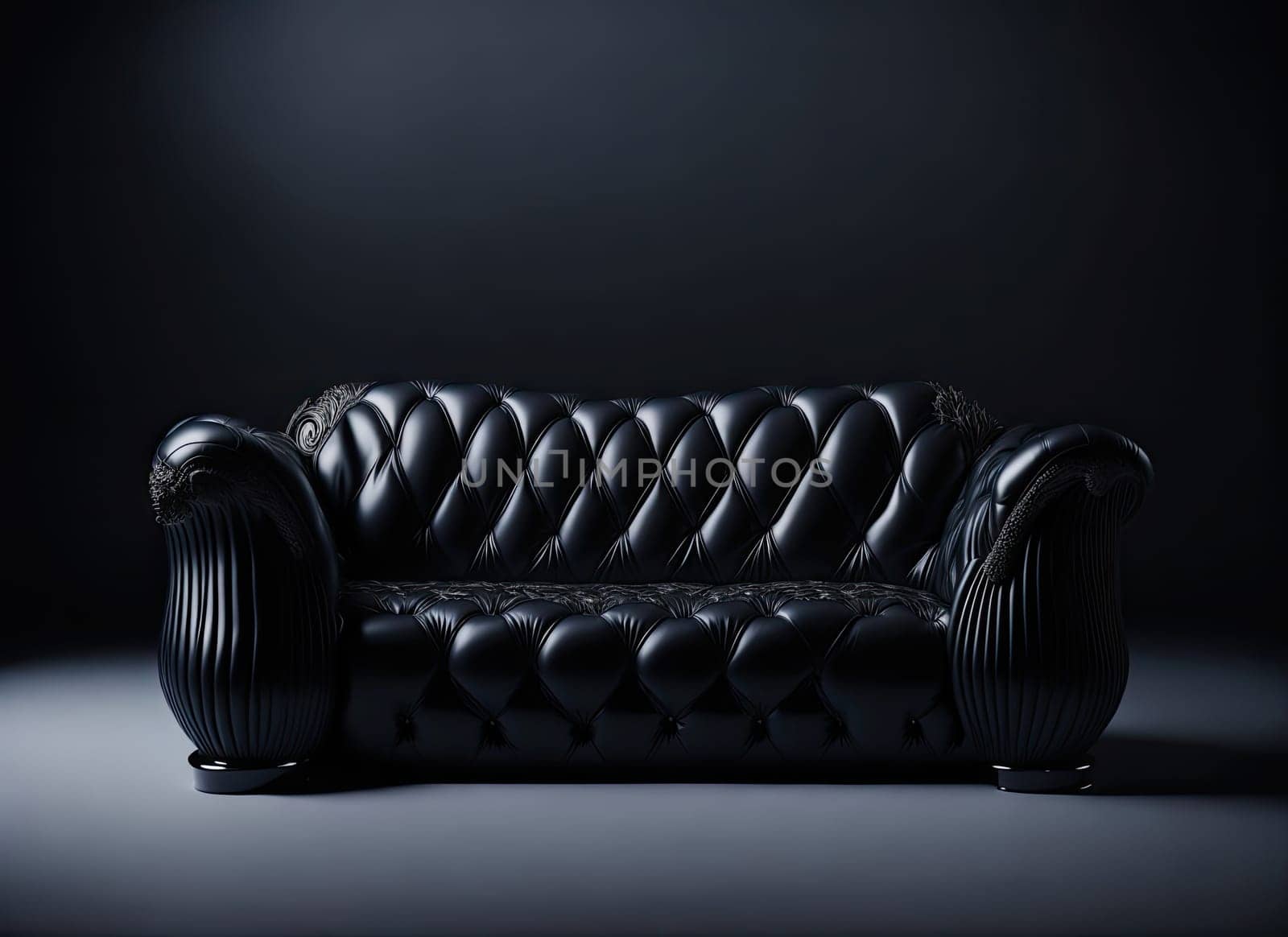 contemporary luxury couch in dark room. comfortable stylish sofa