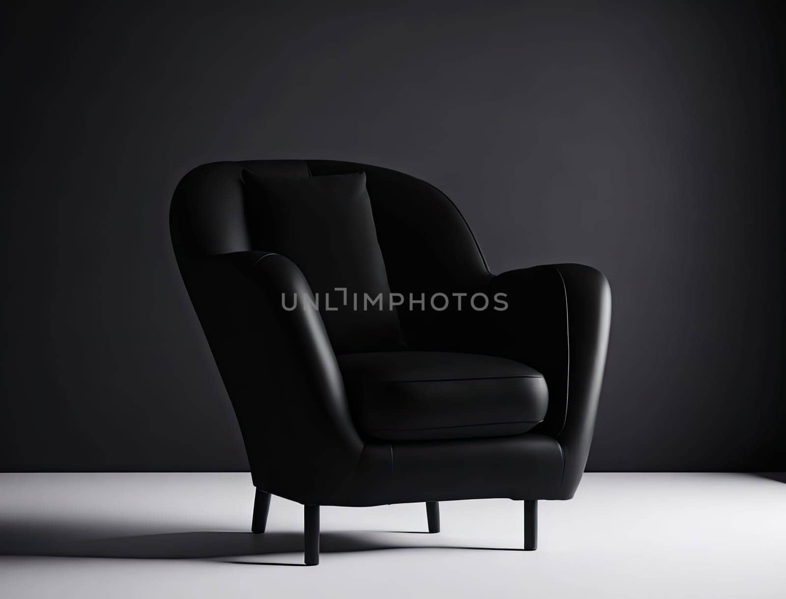 Elegant black classic armchair in an empty interior. Generative AI