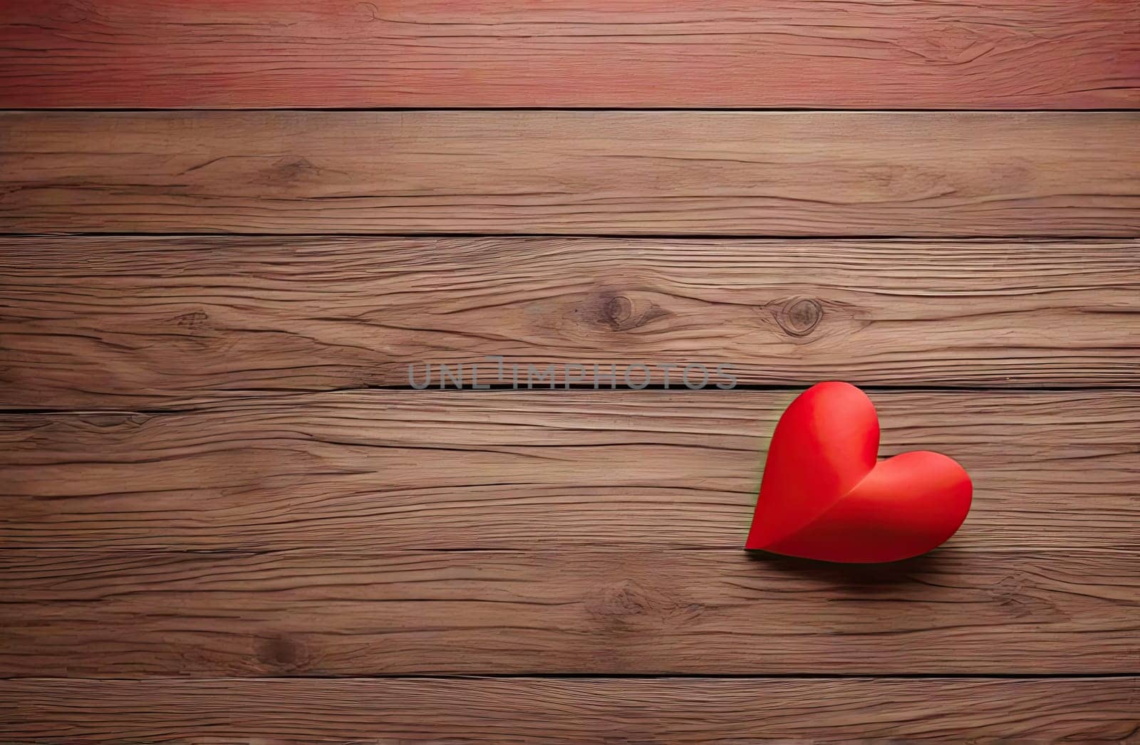 red heart on wooden background. by Ladouski