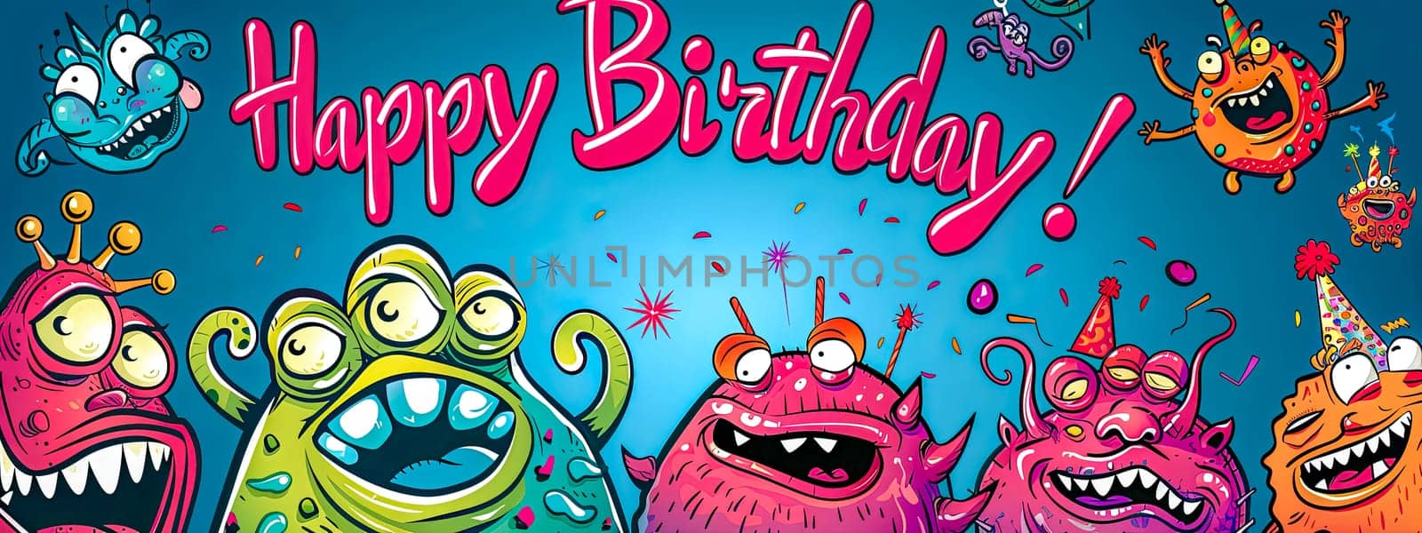 Colorful monster birthday party banner by Edophoto
