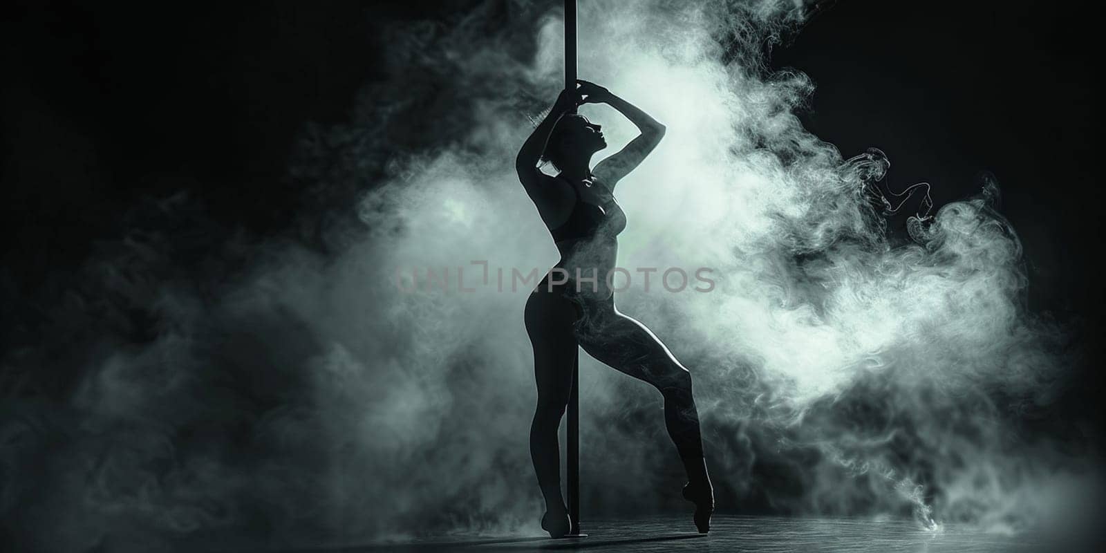 Young slim pole dance woman in dance studio by Andelov13