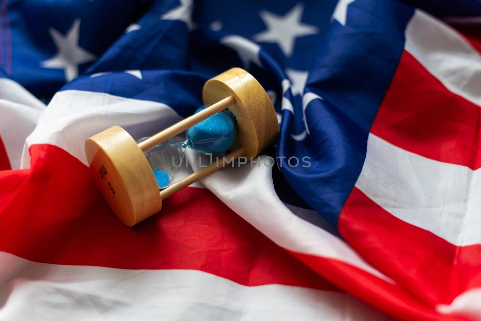 Sand-glass in the American flag. High quality photo