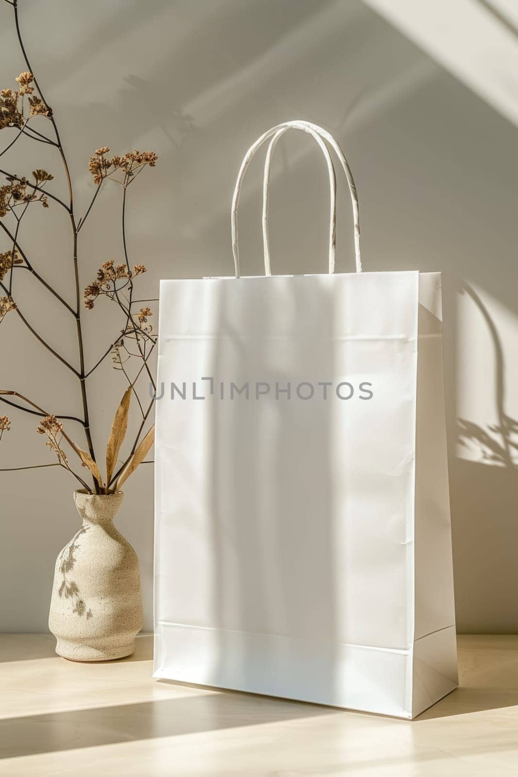 white Take Away Paper Bag , mockup design isolated. ai generated by Desperada