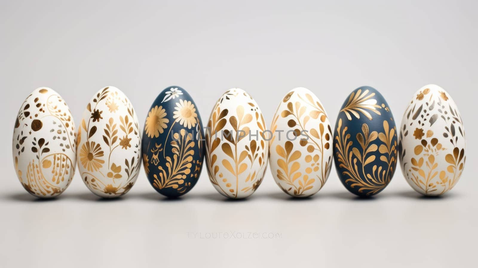 gold and pastel colorful easter egg, ai