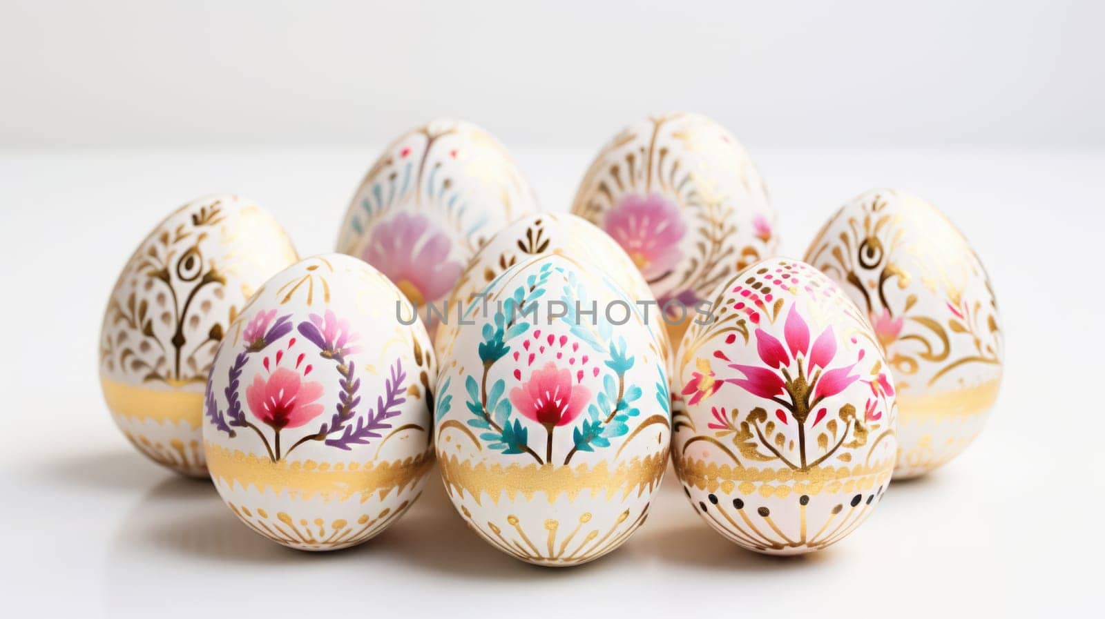 gold and pastel colorful easter egg, ai