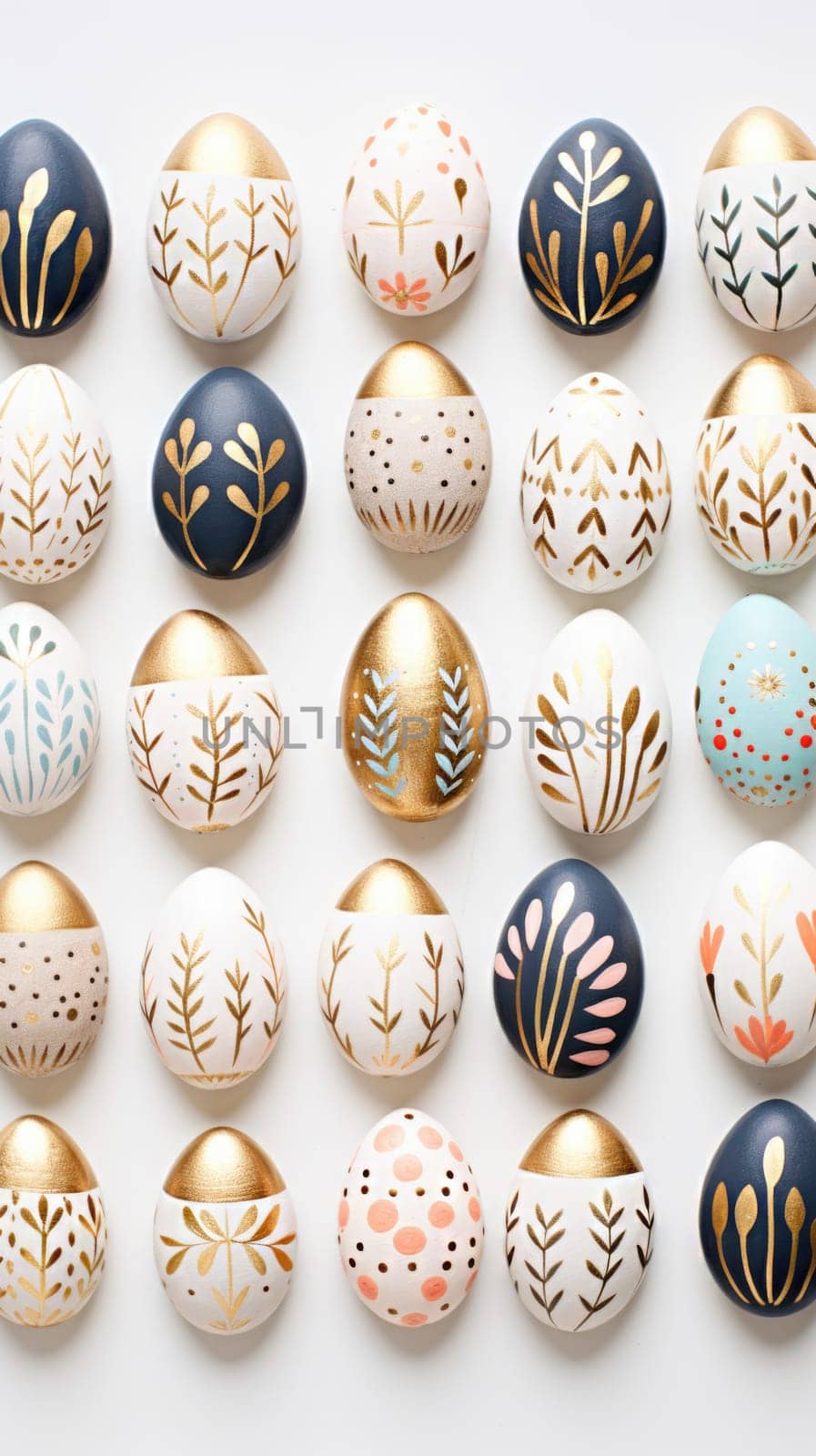 gold and pastel colorful easter egg, ai