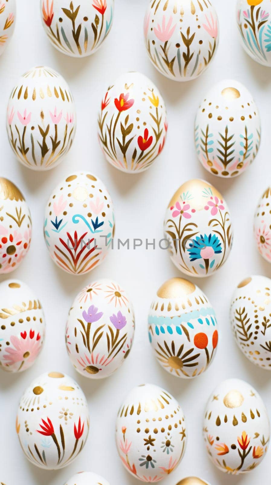 gold and pastel colorful easter egg, ai