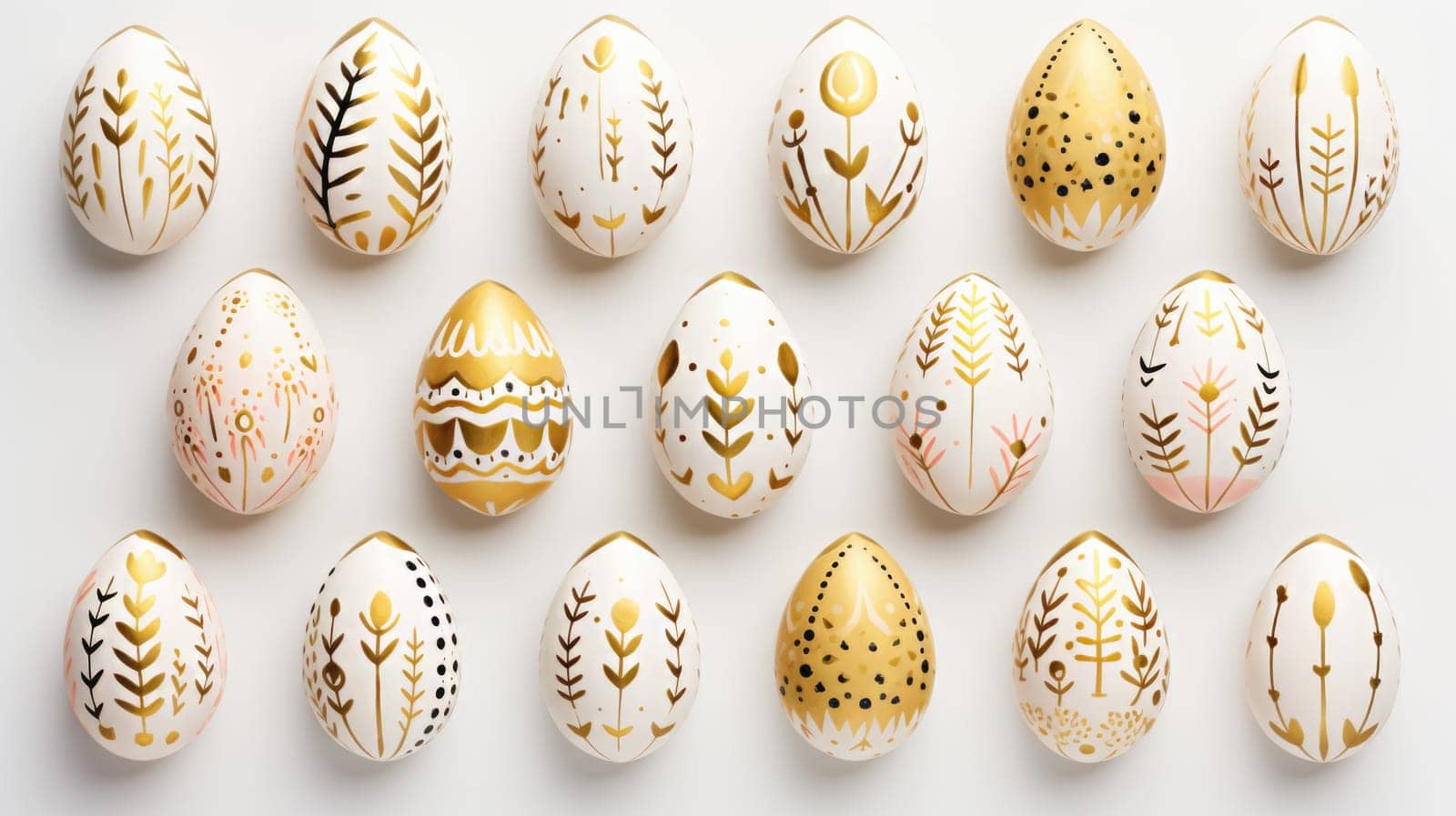 gold and pastel colorful easter egg, ai