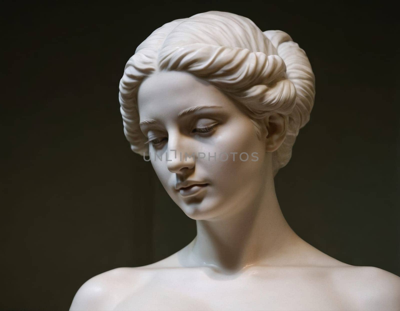 Image of a marble statue of a beautiful woman. AI generation