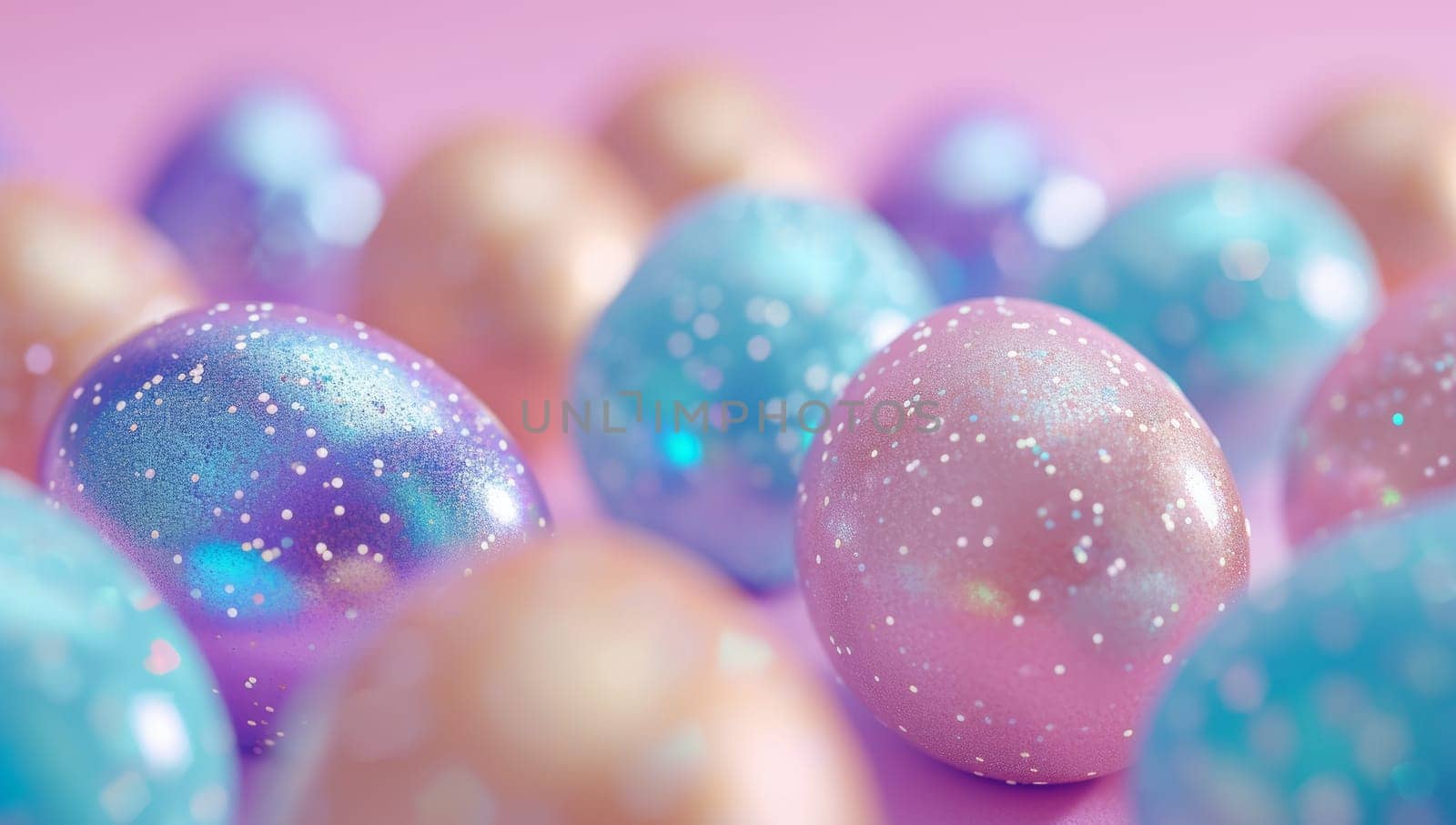 Colorful Easter Eggs on Pastel Background