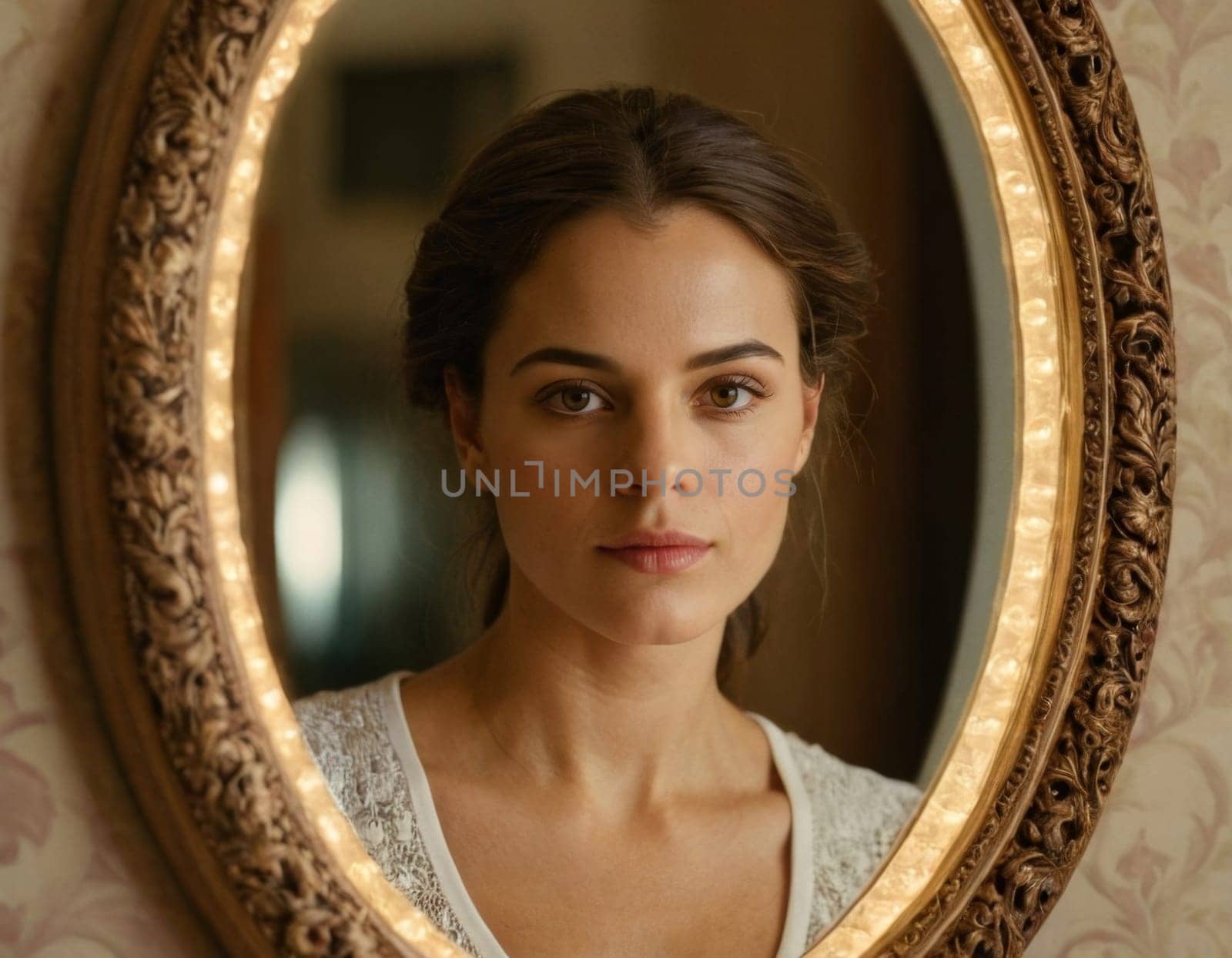 Classic portrait of a woman in the mirror. by vicnt