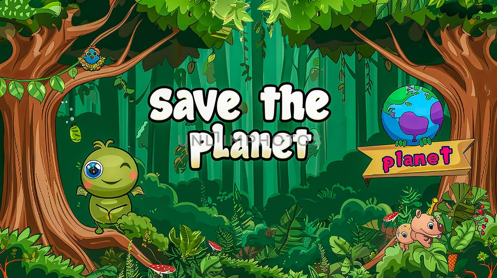 Save the planet - cartoon forest environment awareness by Edophoto