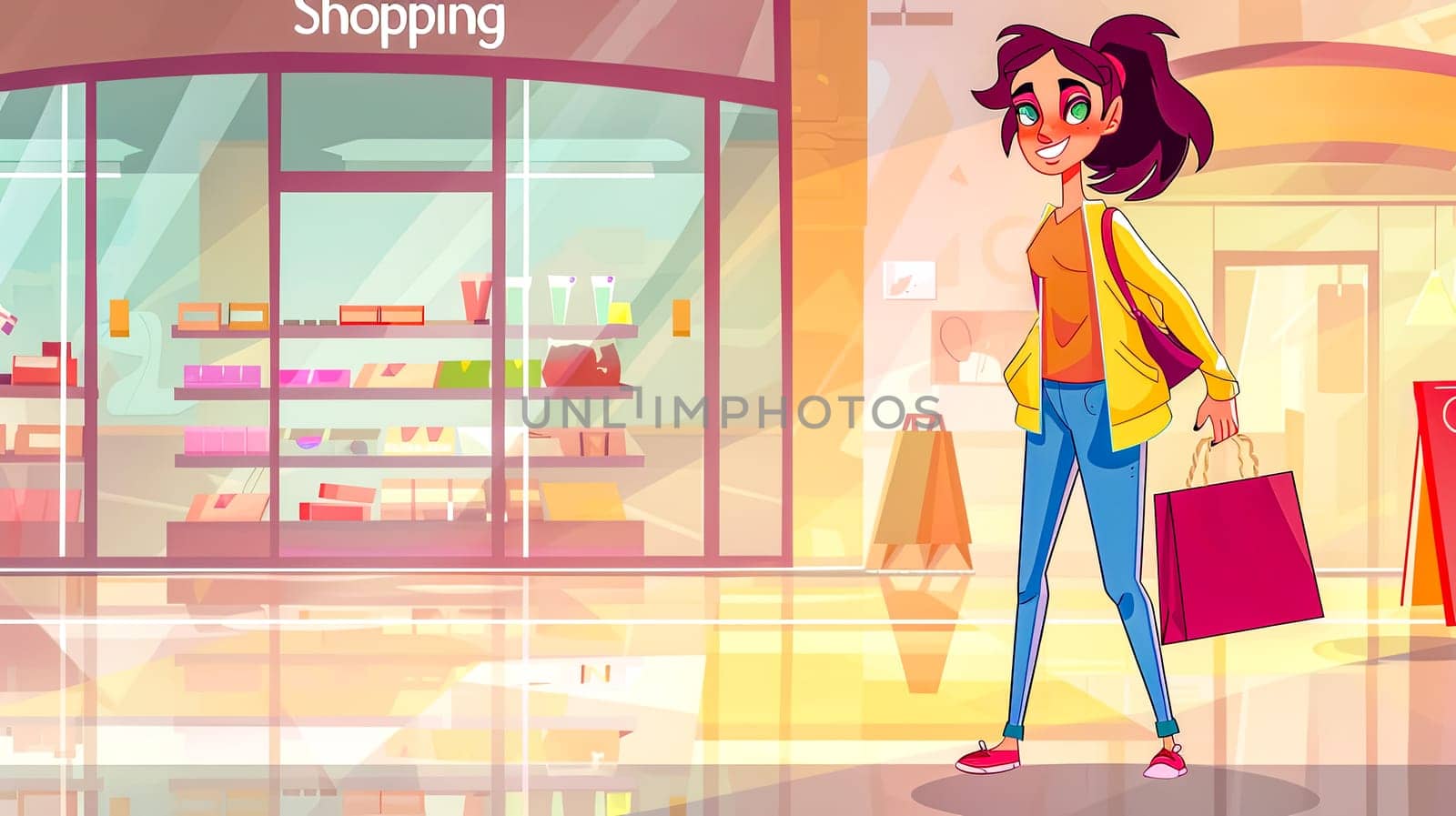 Happy young woman enjoying shopping spree by Edophoto