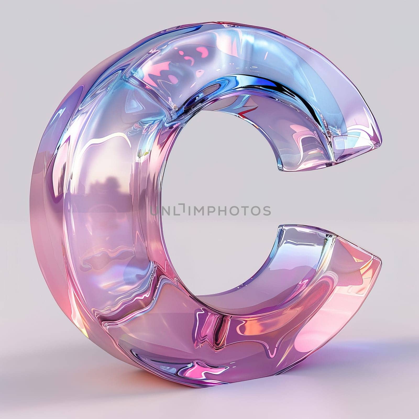 glassy pink and blue letter B for logo in the style of neumorphism, soft natural lighting, simple and elegant space, close-up, super high detaill