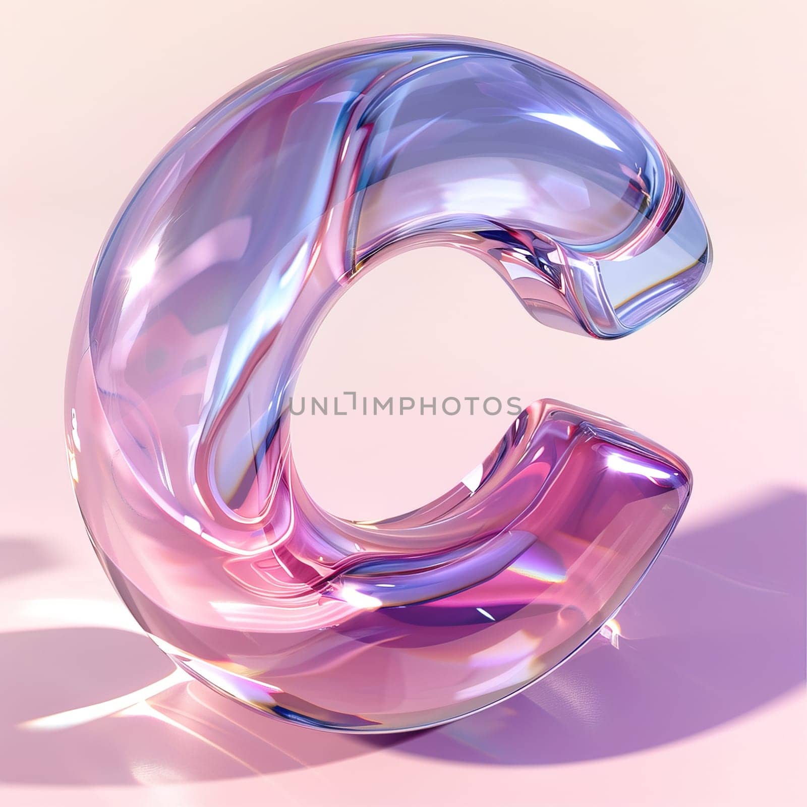 glassy pink and blue letter B for logo in the style of neumorphism, soft natural lighting, simple and elegant space, close-up, super high detaill