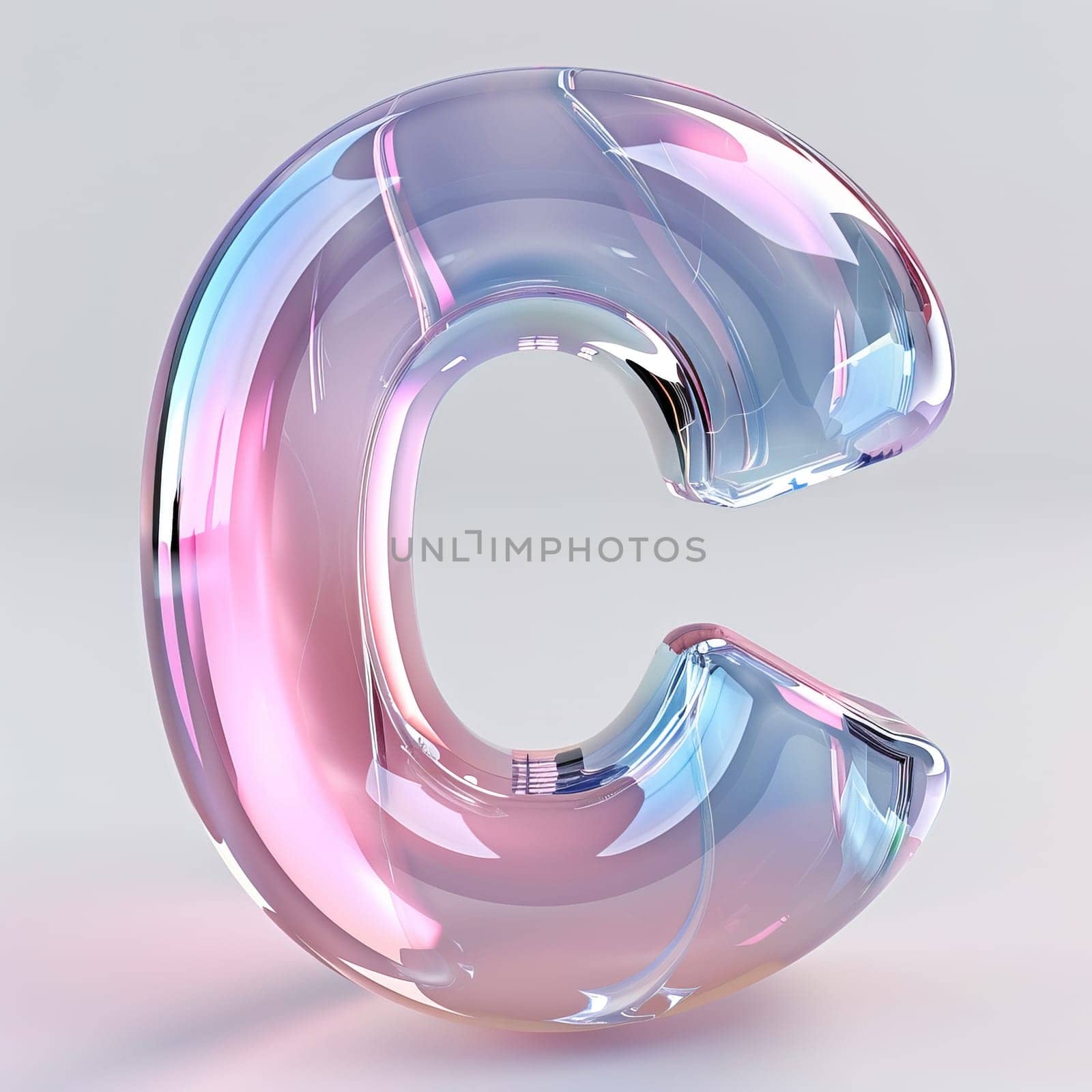 glassy pink and blue letter B for logo in the style of neumorphism, soft natural lighting, simple and elegant space, close-up, super high detaill