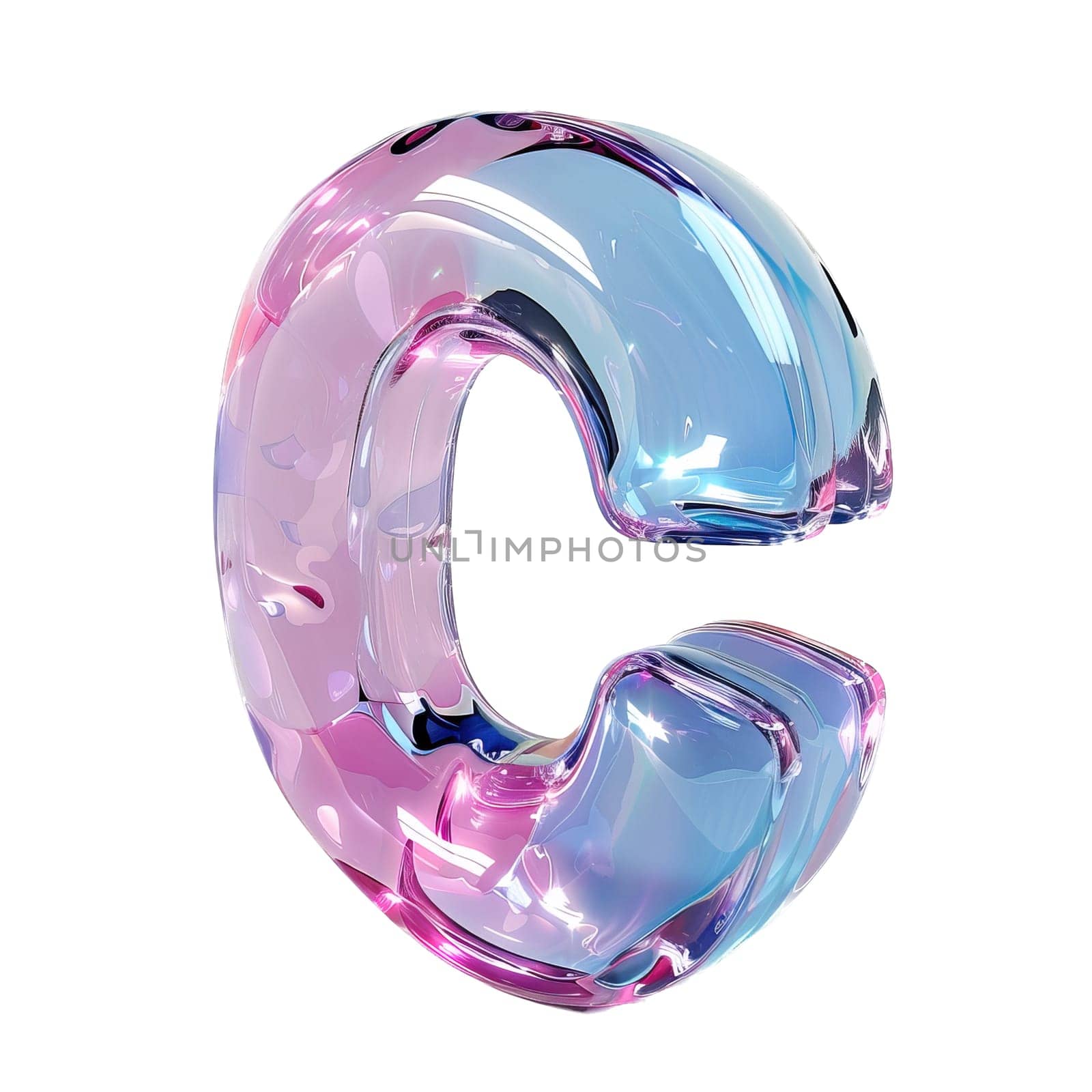 glassy pink and blue letter B for logo in the style of neumorphism, soft natural lighting, simple and elegant space, close-up, super high detaill