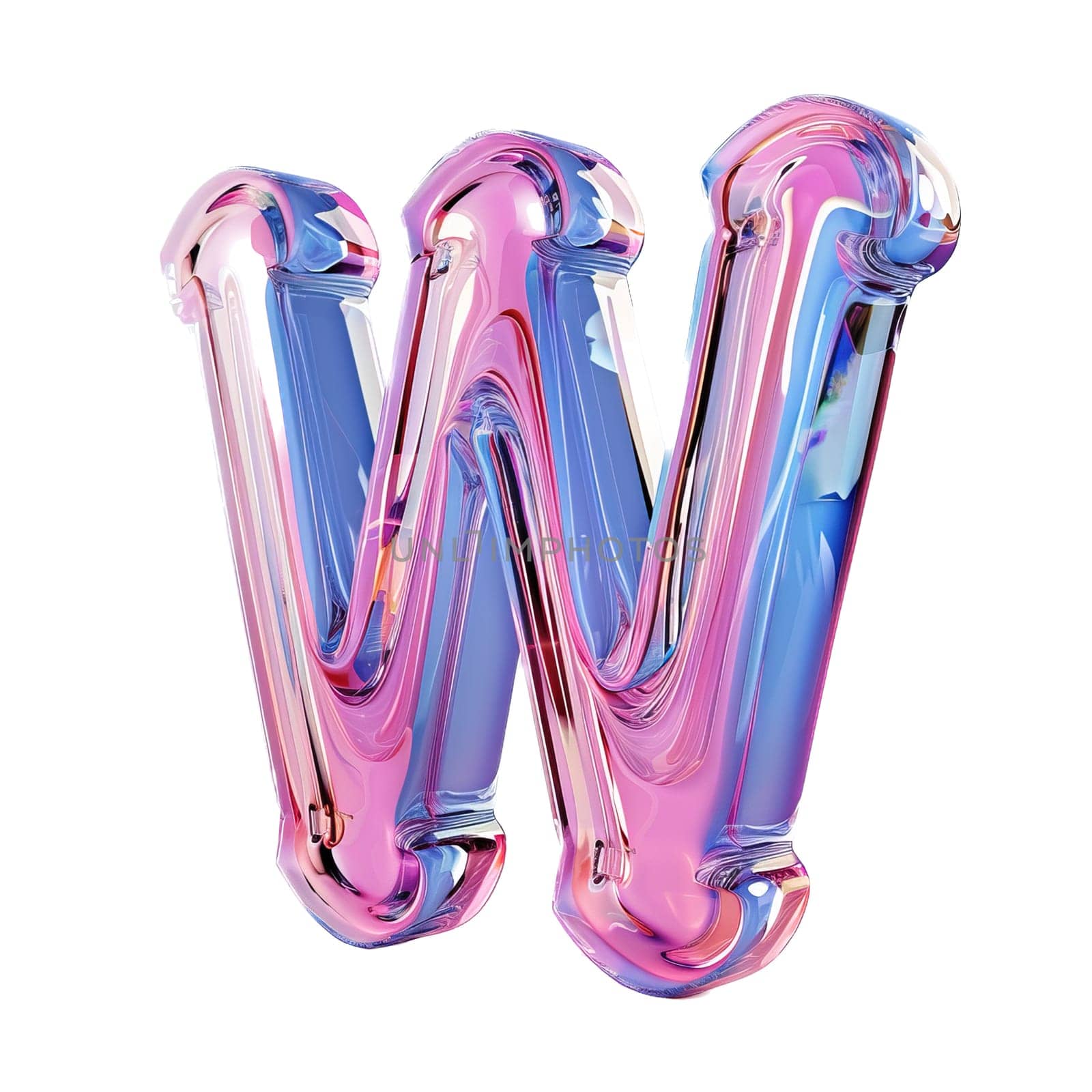glassy pink and blue letter W for logo in the style of neumorphism, soft natural lighting, simple and elegant space, close-up, super high detaill