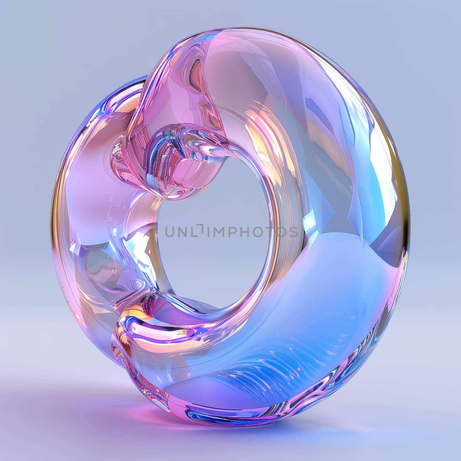 glassy pink and blue abstract figure for logo in the style of neumorphism, soft natural lighting simple and elegant space, close-up, super high detaill