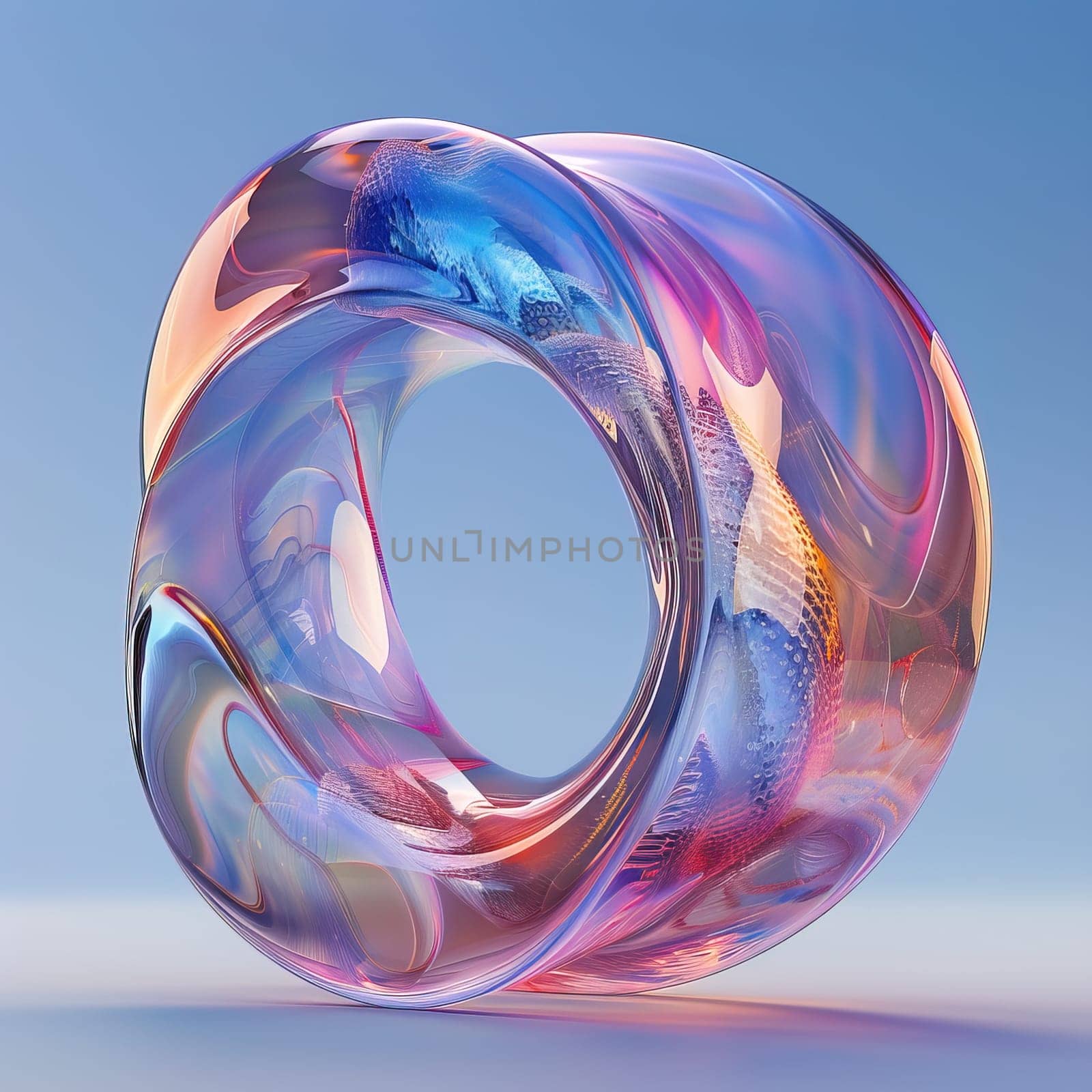 glassy pink and blue abstract figure for logo in the style of neumorphism, soft natural lighting simple and elegant space, close-up, super high detaill