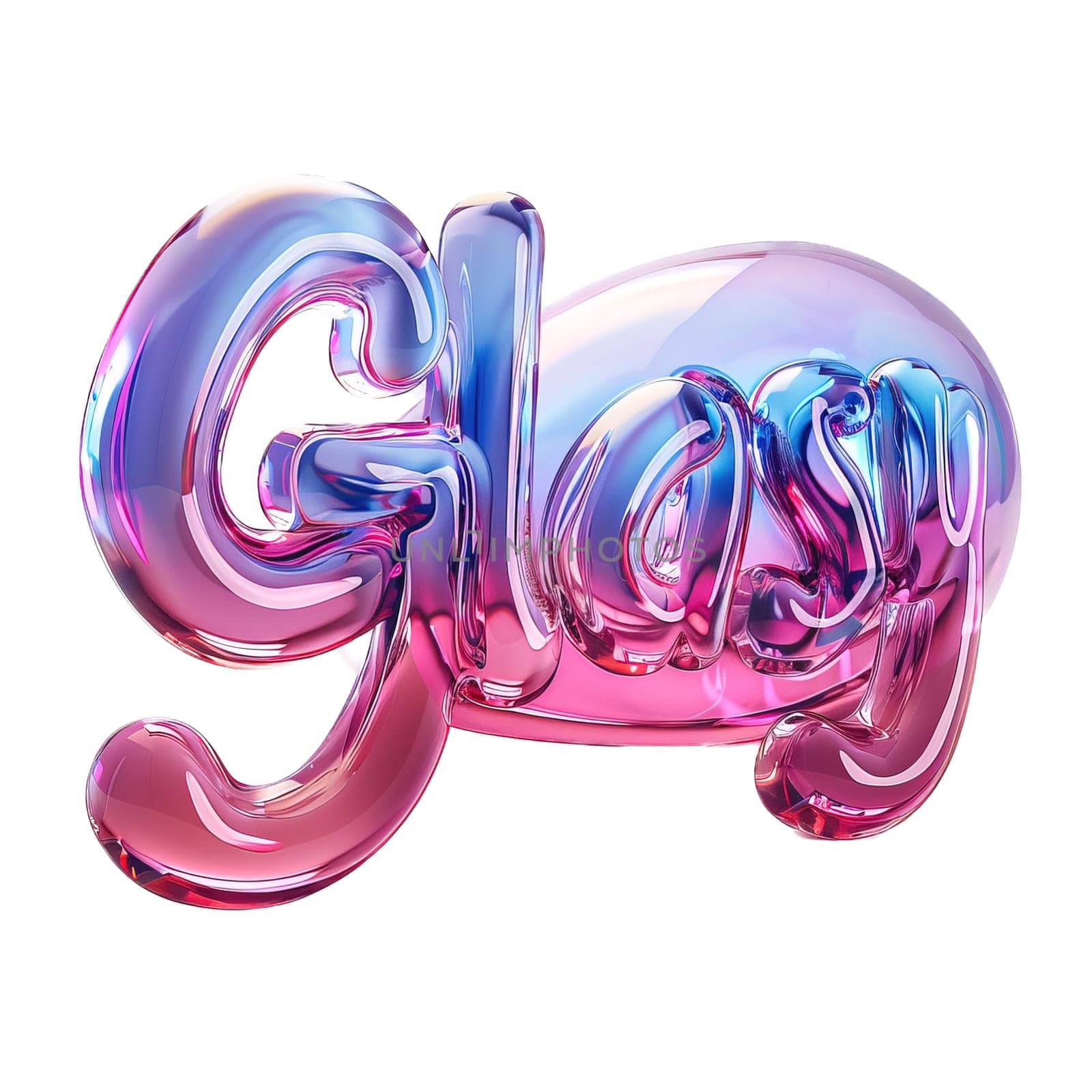 glassy pink and blue "Glasy" for logo in the style of neumorphism, soft natural lighting simple and elegant space, close-up, super high detaill by mr-tigga