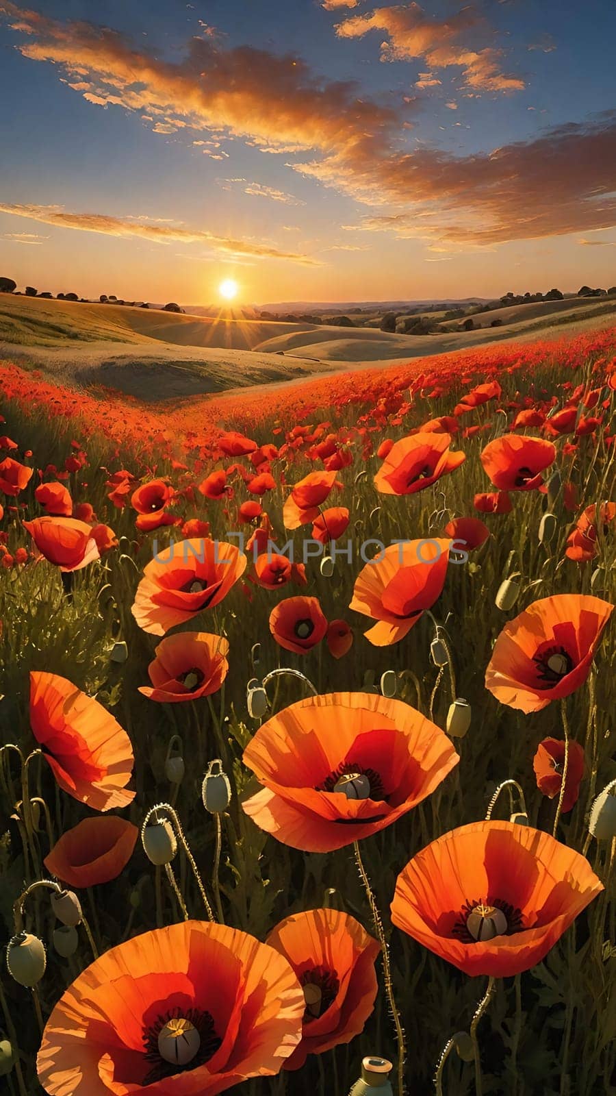 poppy field at sunset. by yilmazsavaskandag