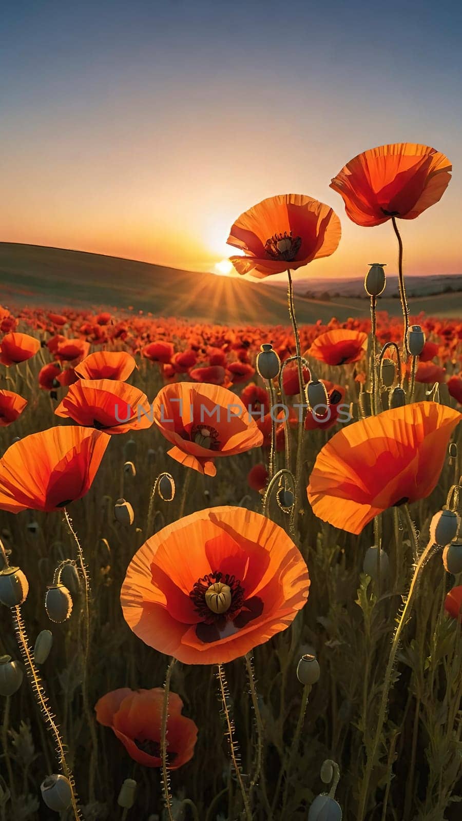 poppy field at sunset. by yilmazsavaskandag