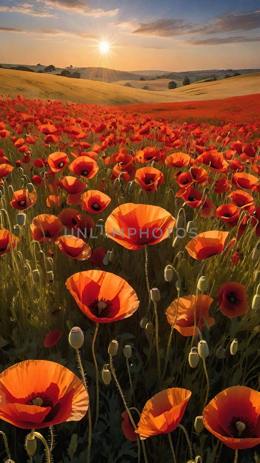 poppy field at sunset. by yilmazsavaskandag