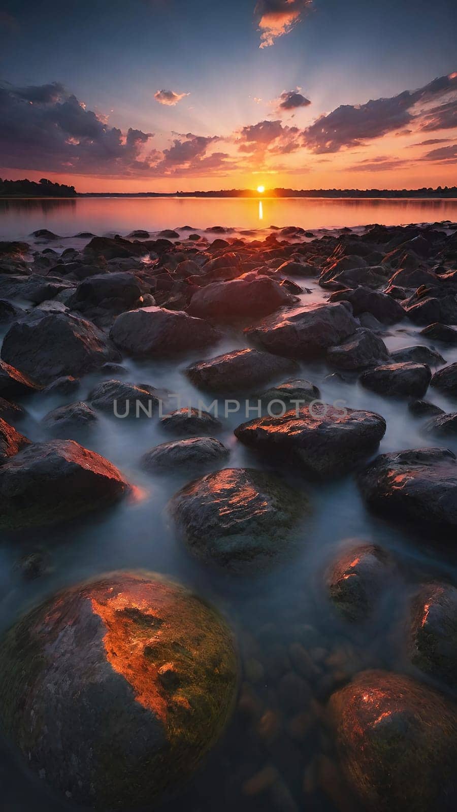 Beautiful sunset over the sea. Beautiful natural landscape. Long exposure.Beautiful seascape with rocks at sunset. Nature composition.