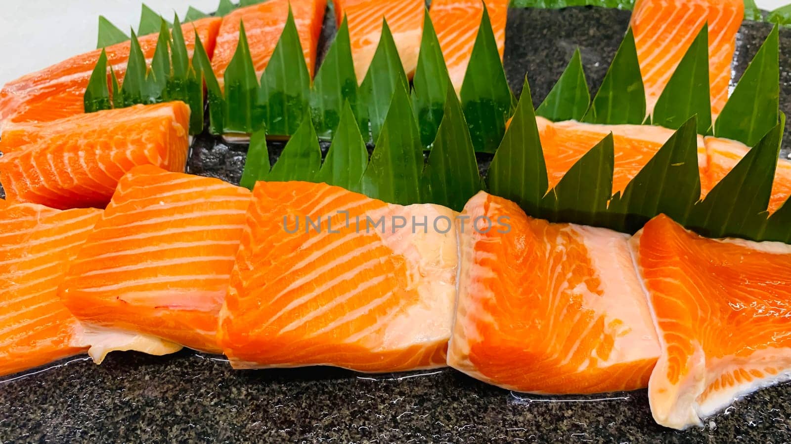 Raw fresh salmon fillets ready for cooking to be the very delicious dish in the fresh fish market in indonesia